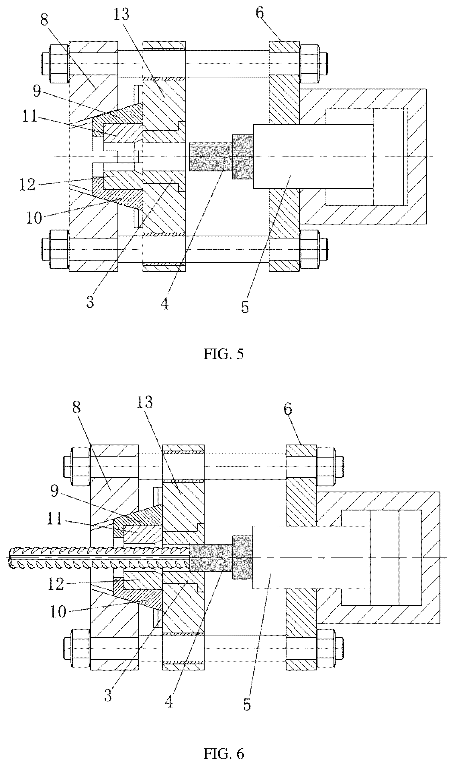 Patent US12090544 Figure 3 – Rebar upsetting process and rebar upset forging machine