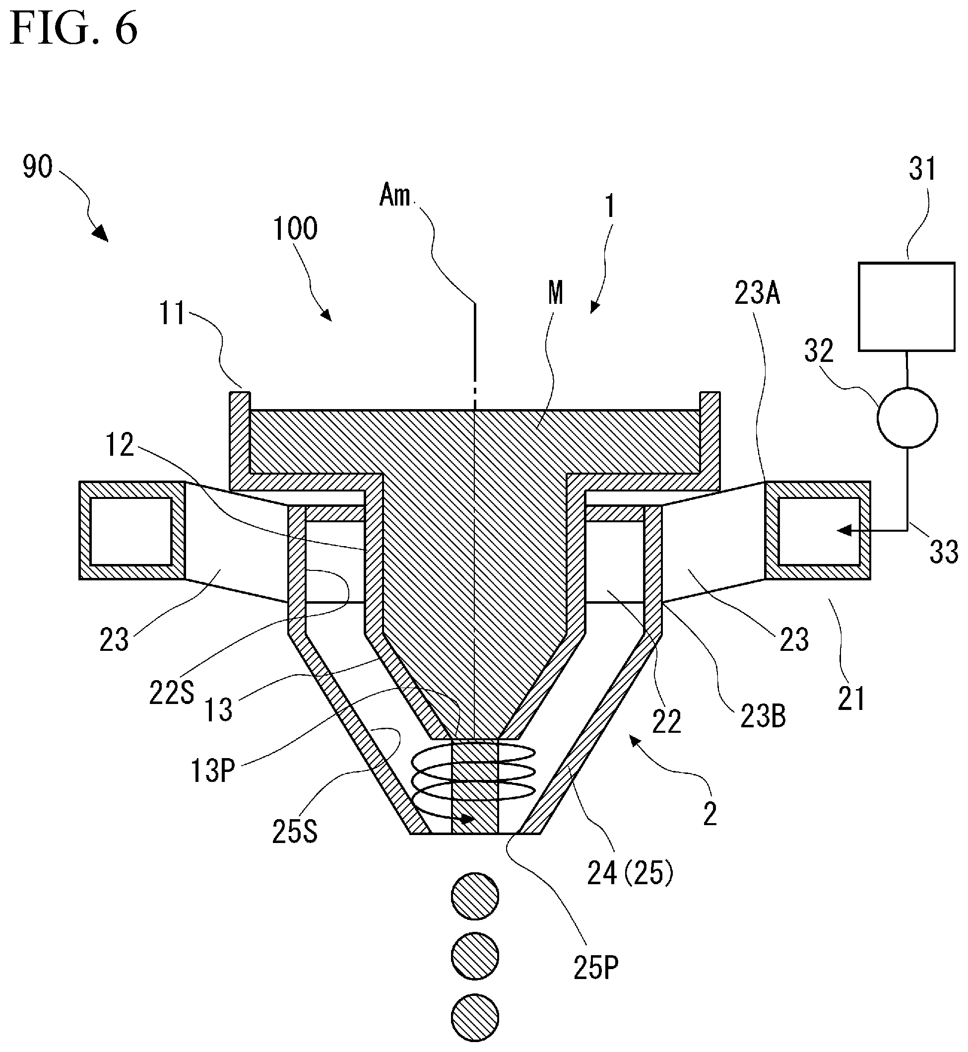 Patent US12090555 Figure 6 – Atomizer nozzle, atomizing device, method for producing metal powder, and metal powder