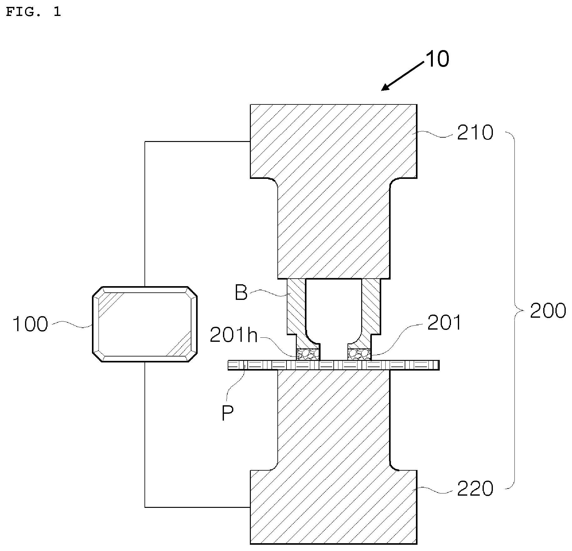 Patent US12090566 Figure 1 – Electrically assisted pressure joining apparatus and electrically assisted pressure joining method