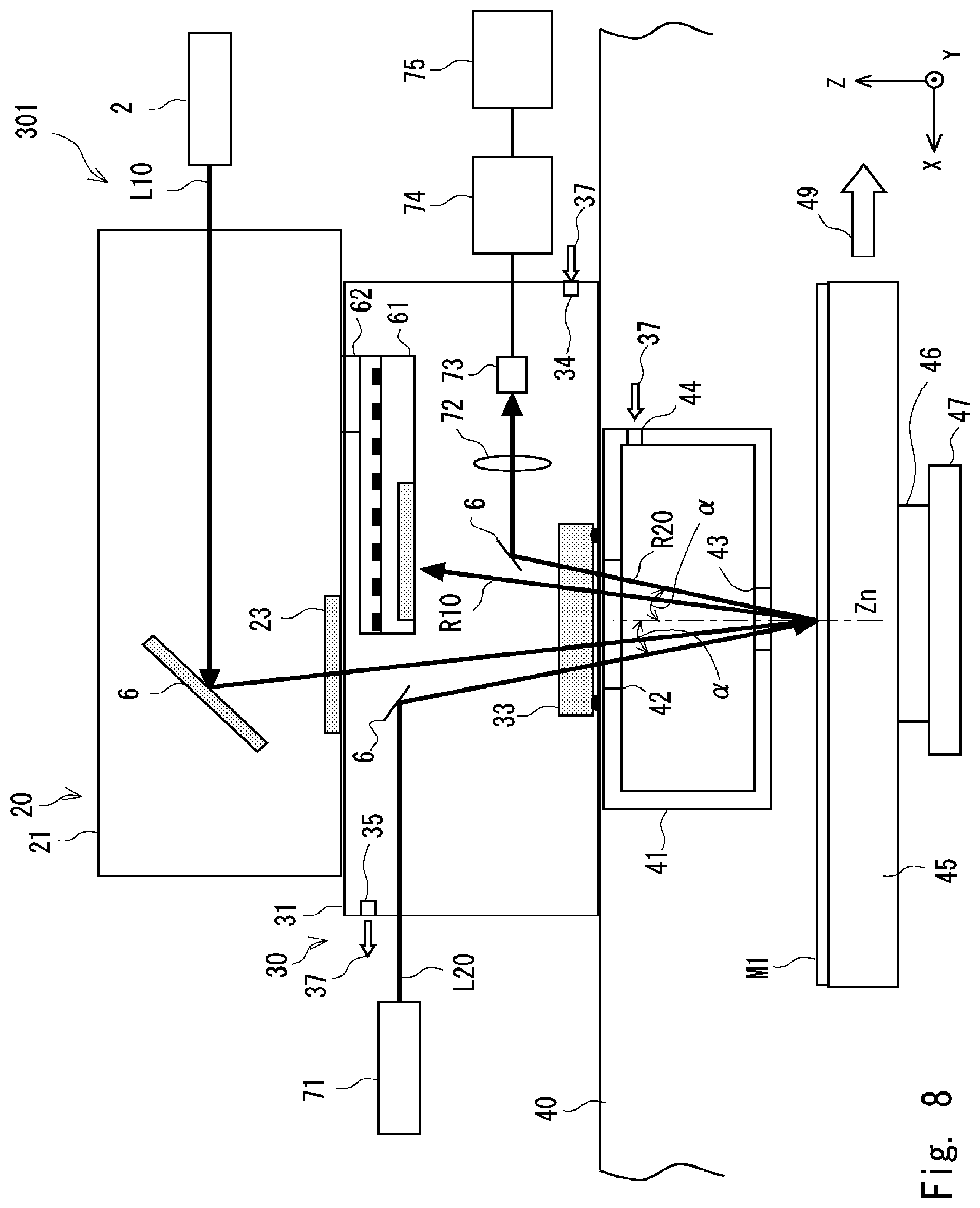 Patent US12090570 Figure 8 – Laser processing apparatus, laser processing method, and method for manufacturing semiconductor apparatus