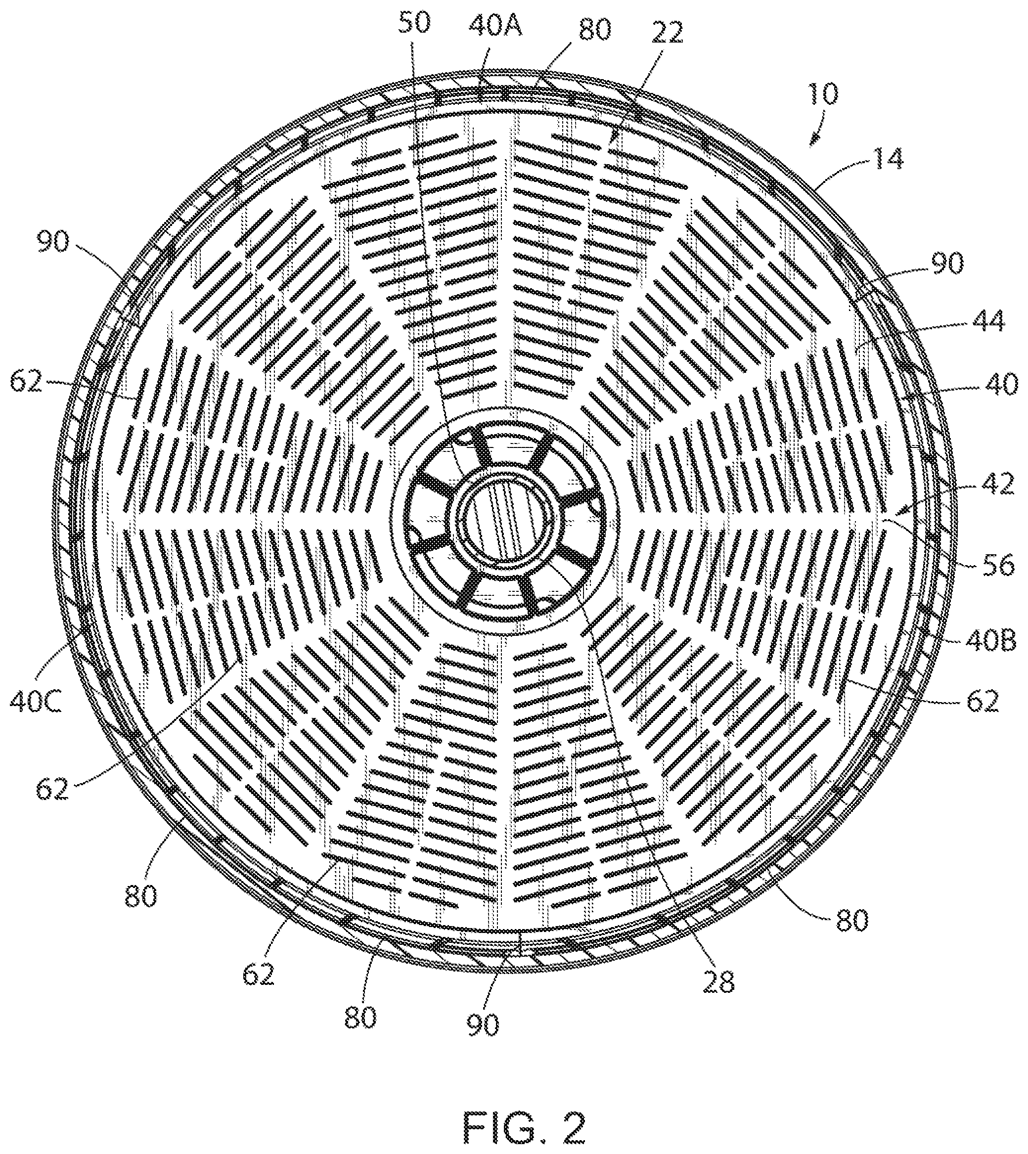 Patent US12090573 Figure 2 – Fluid treatment tank having a laser welded distributor plate