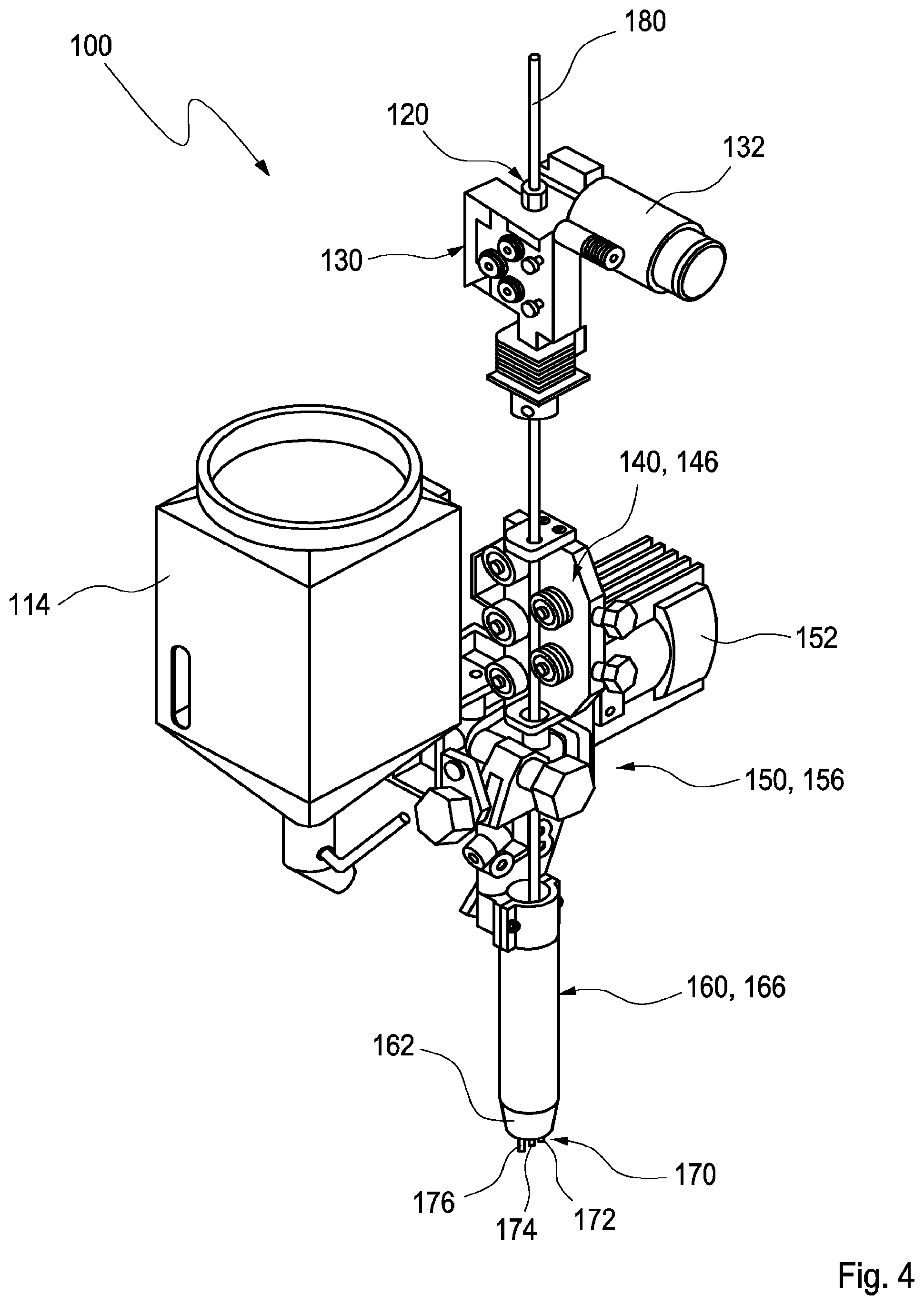 Patent US12090584 Figure 4 – Welding head and welding head assembly for an arc-welding system