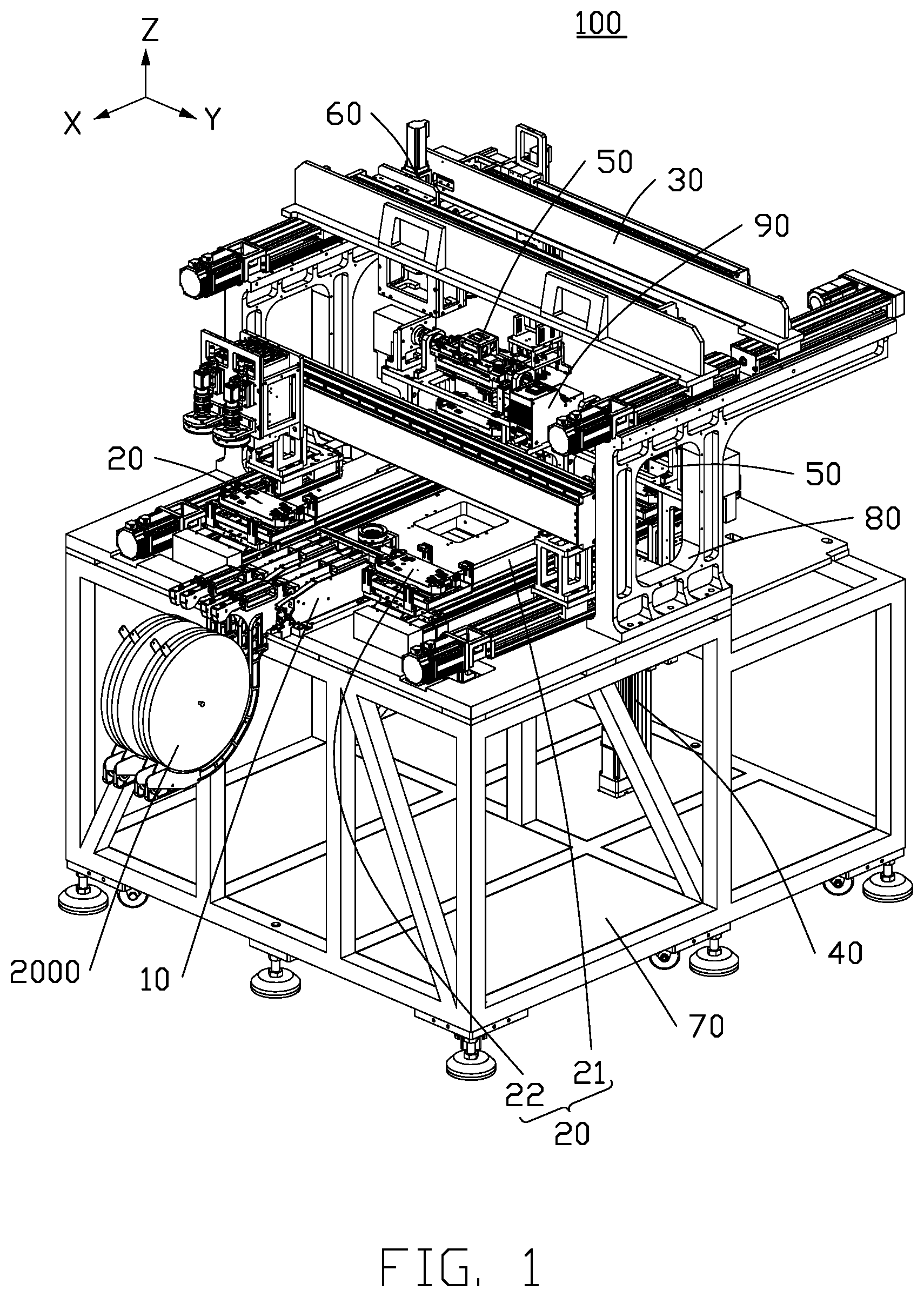 Patent US12090588 Figure 1 – Automatic locking device and assembling apparatus therewith