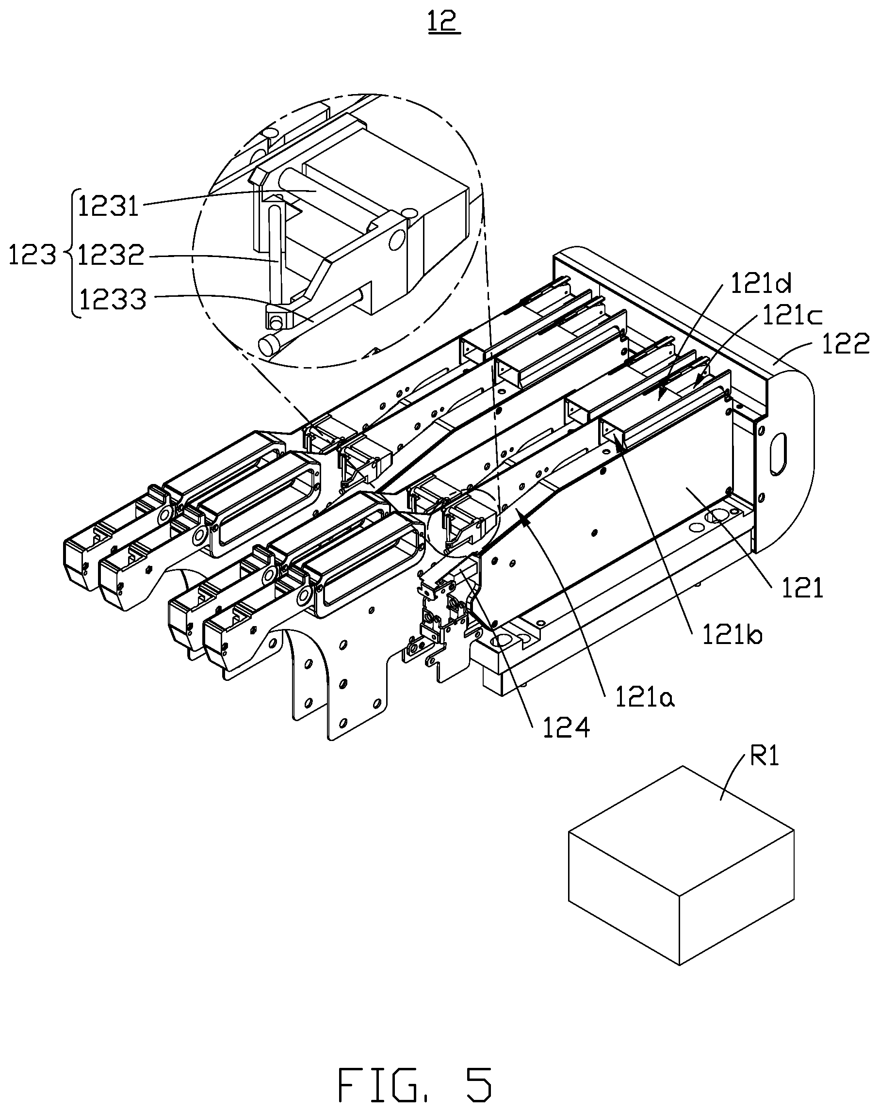 Patent US12090588 Figure 5 – Automatic locking device and assembling apparatus therewith