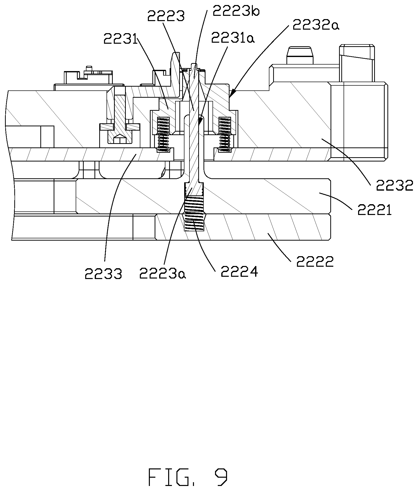 Patent US12090588 Figure 9 – Automatic locking device and assembling apparatus therewith