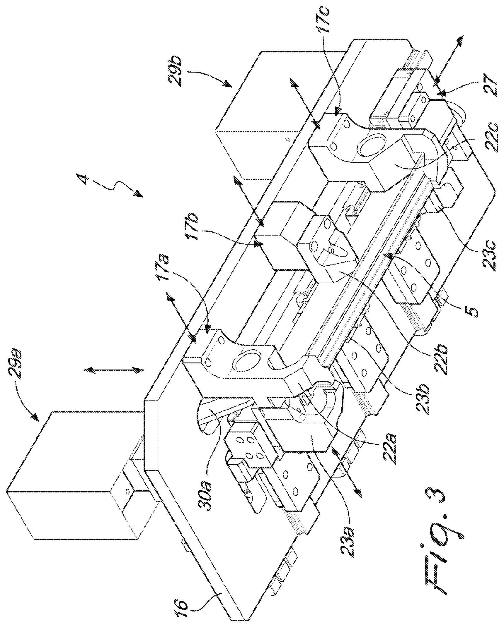 Patent US12090597 Figure 3 – Machining center equipped with device for mounting on a clamp parts or profiles to be worked