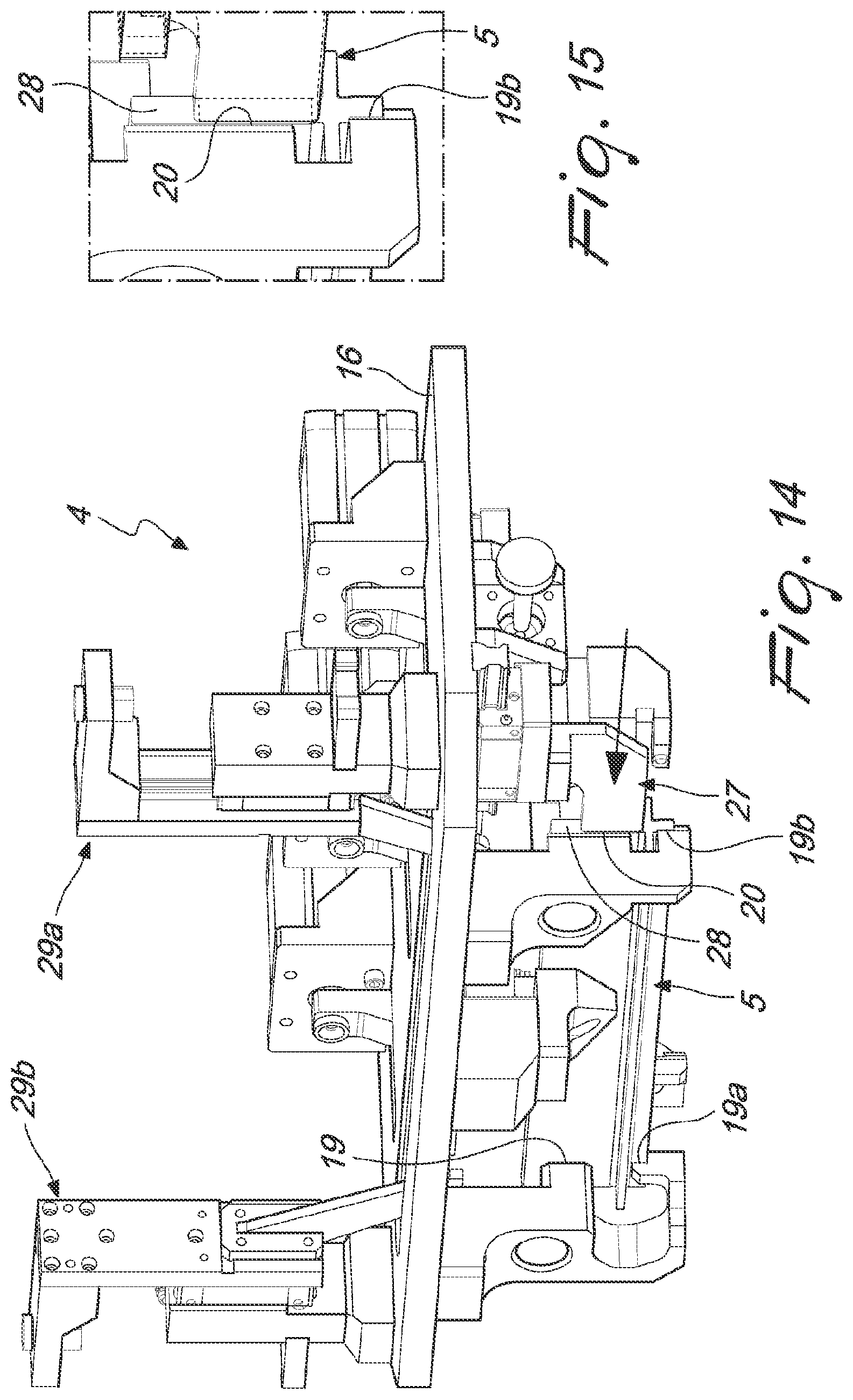 Patent US12090597 Figure 10 – Machining center equipped with device for mounting on a clamp parts or profiles to be worked