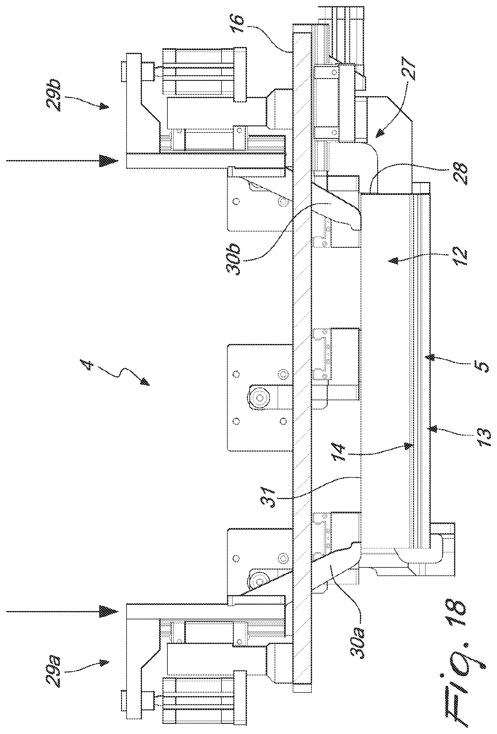 Patent US12090597 Figure 12 – Machining center equipped with device for mounting on a clamp parts or profiles to be worked