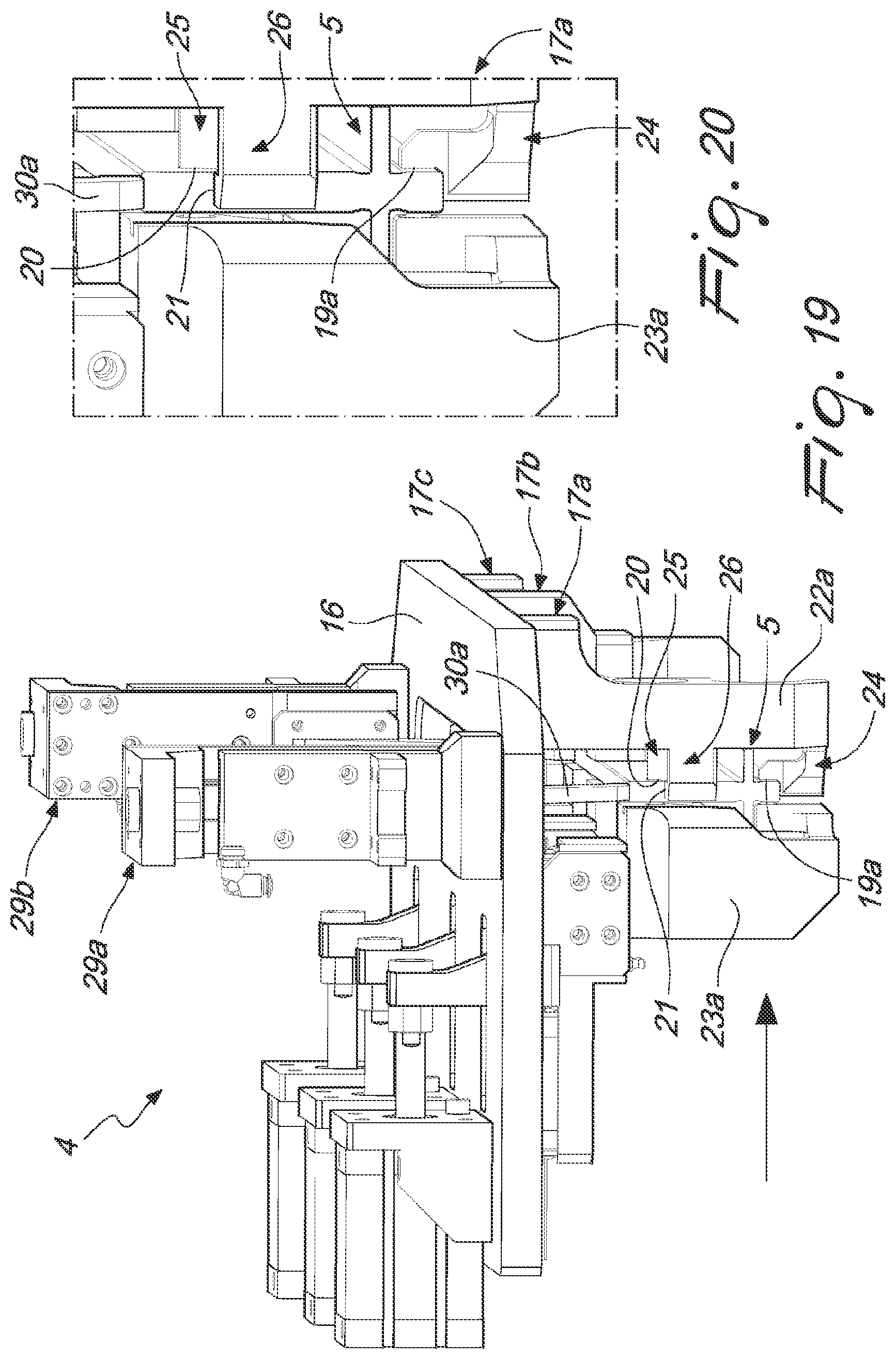 Patent US12090597 Figure 13 – Machining center equipped with device for mounting on a clamp parts or profiles to be worked