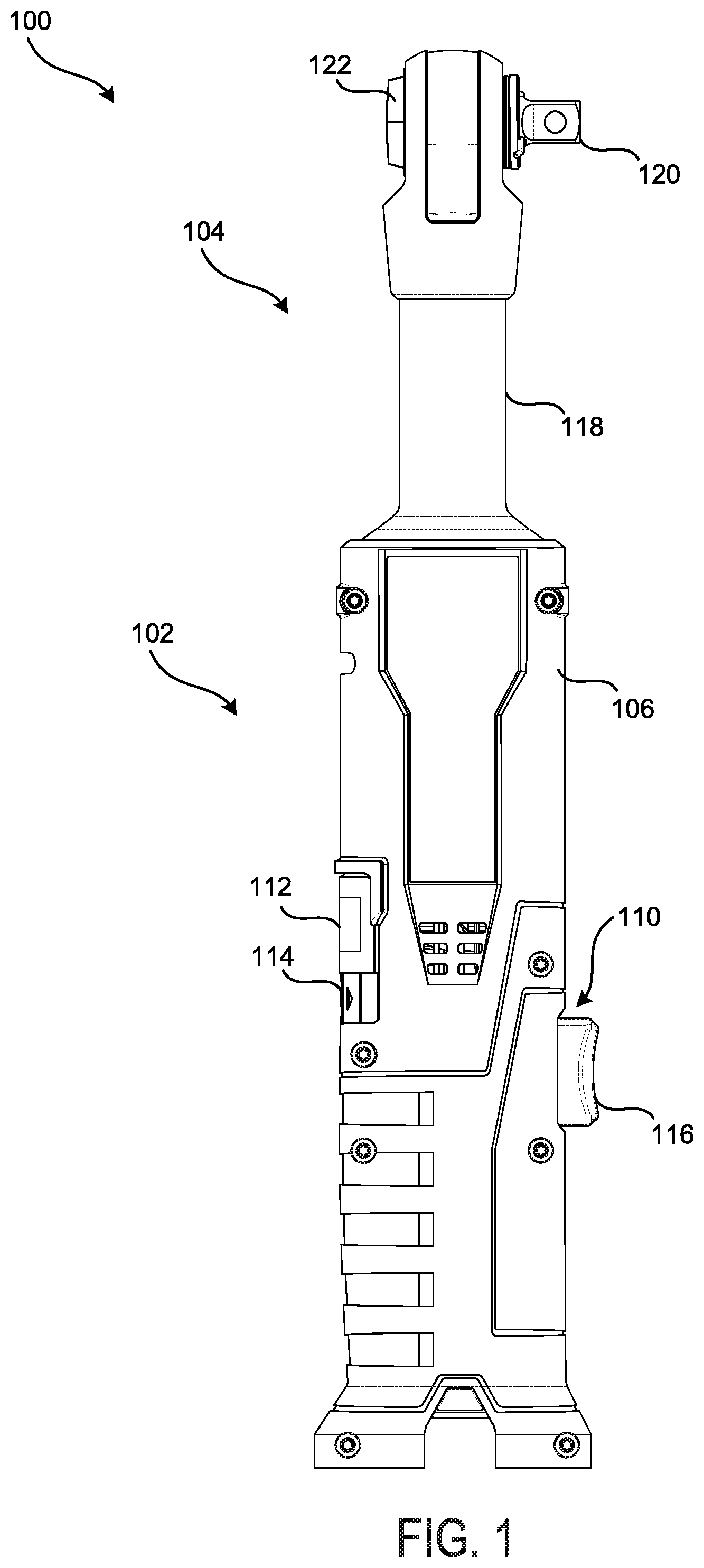 Patent US12090606 Figure 1 – Tool and motor anti-rotation
