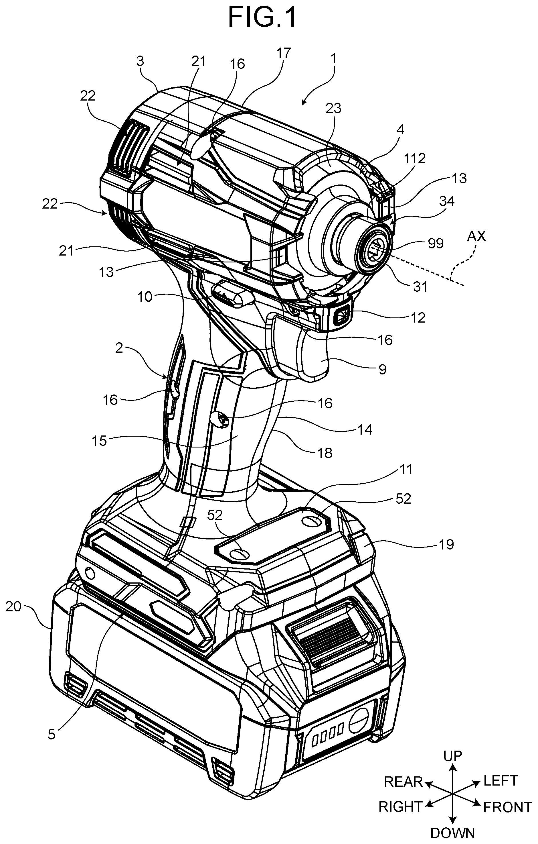 Patent US12090608 Figure 1 – Impact tool