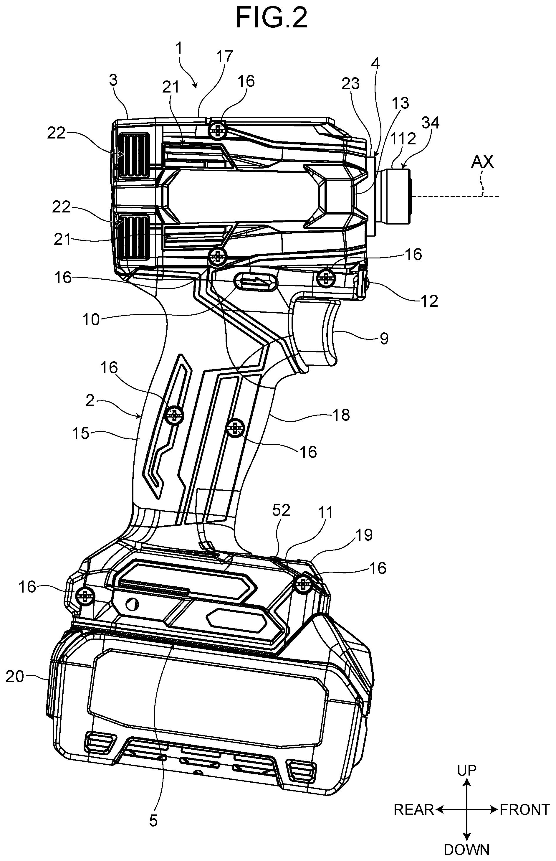 Patent US12090608 Figure 2 – Impact tool