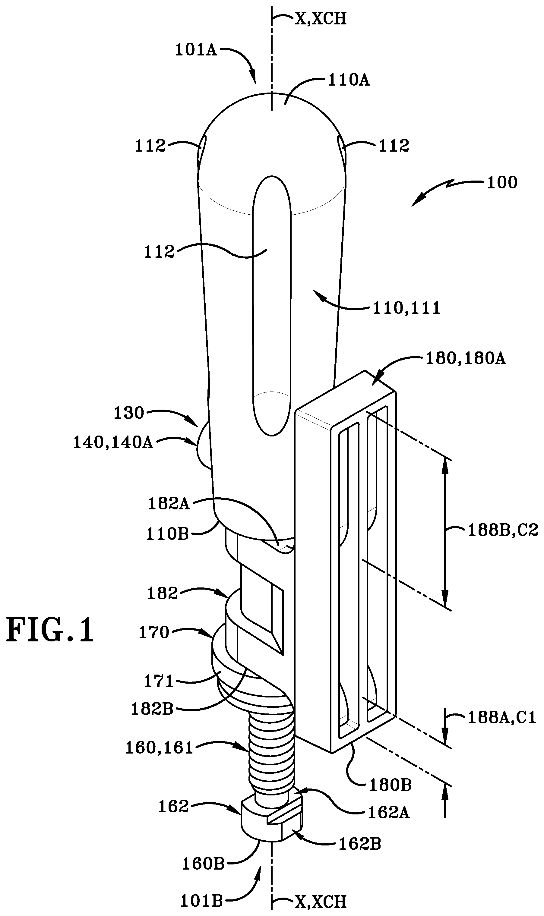 Patent US12090611 Figure 1 – Clamping handle assemblies and method of use