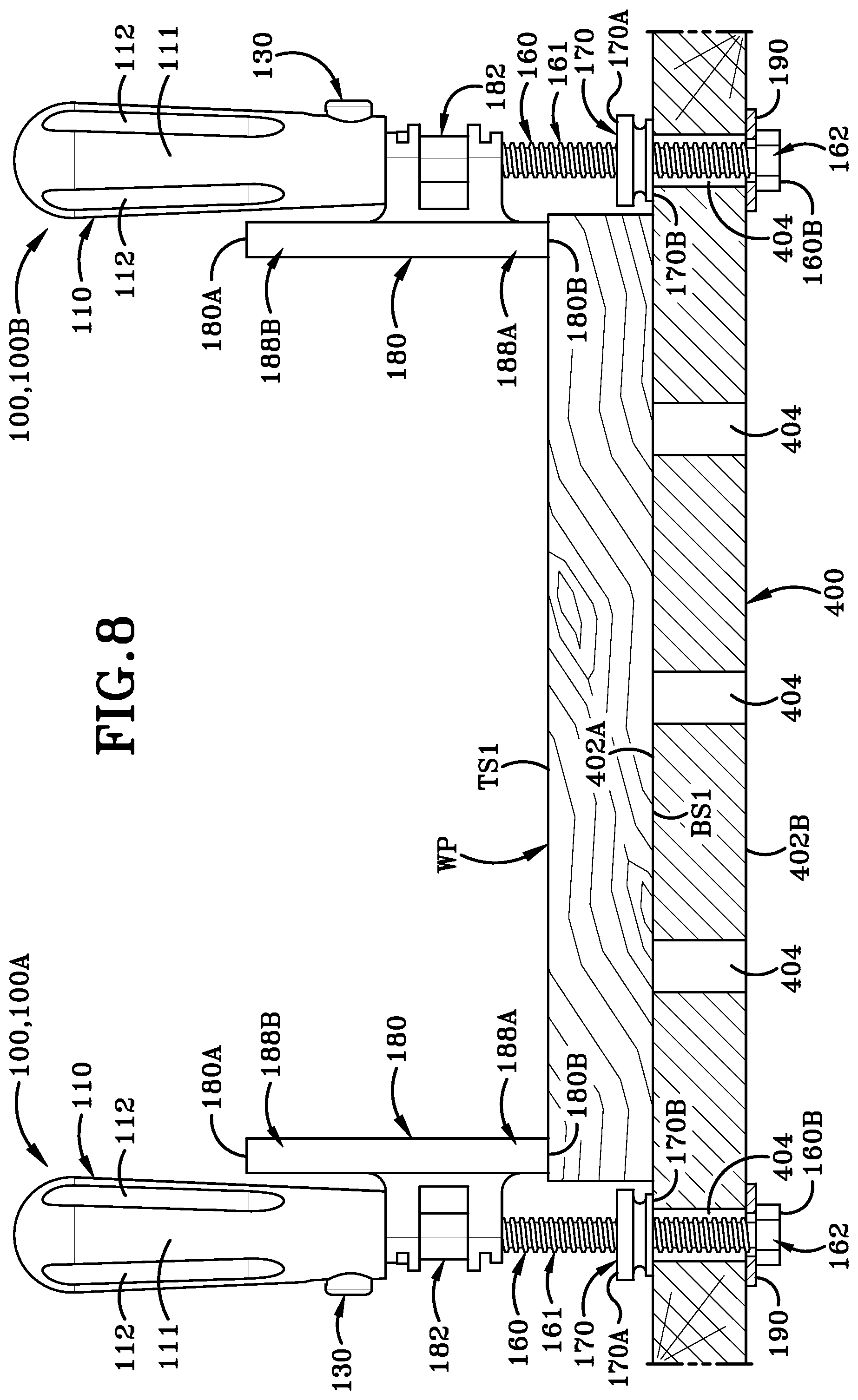 Patent US12090611 Figure 13 – Clamping handle assemblies and method of use
