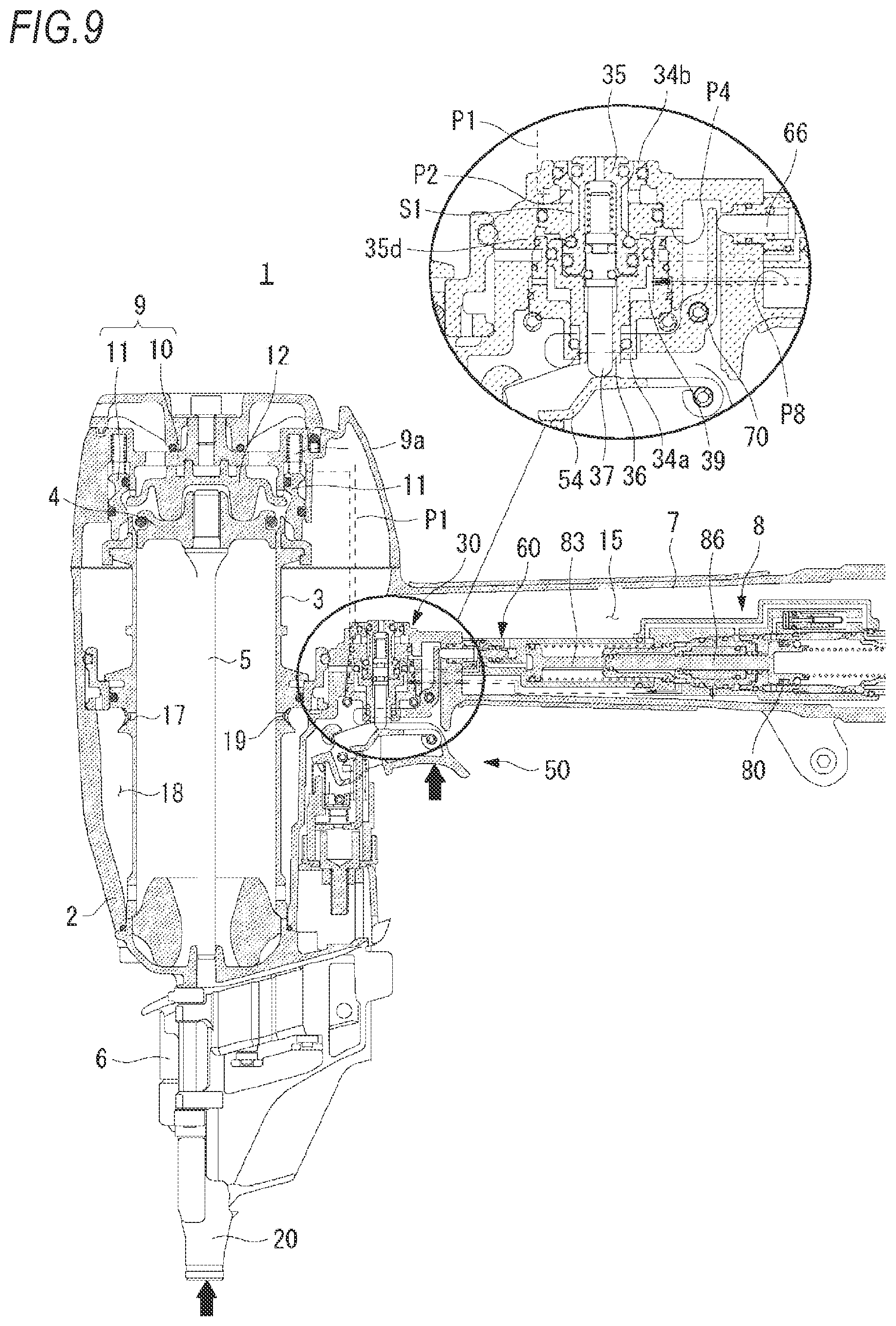 Patent US12090613 Figure 9 – Pneumatic tool