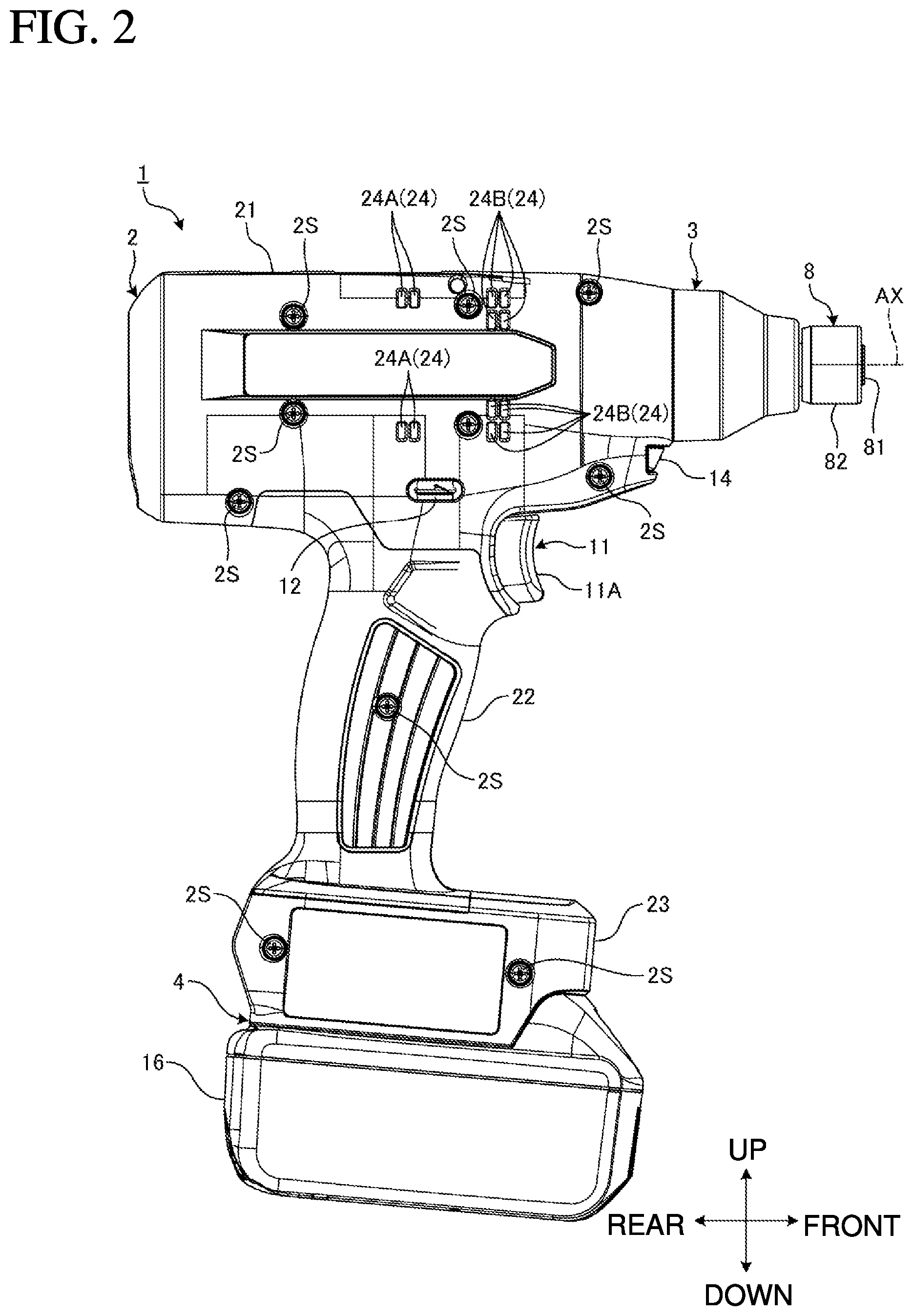 Patent US12090619 Figure 2 – Screwing machine and method for assembling screwing machine