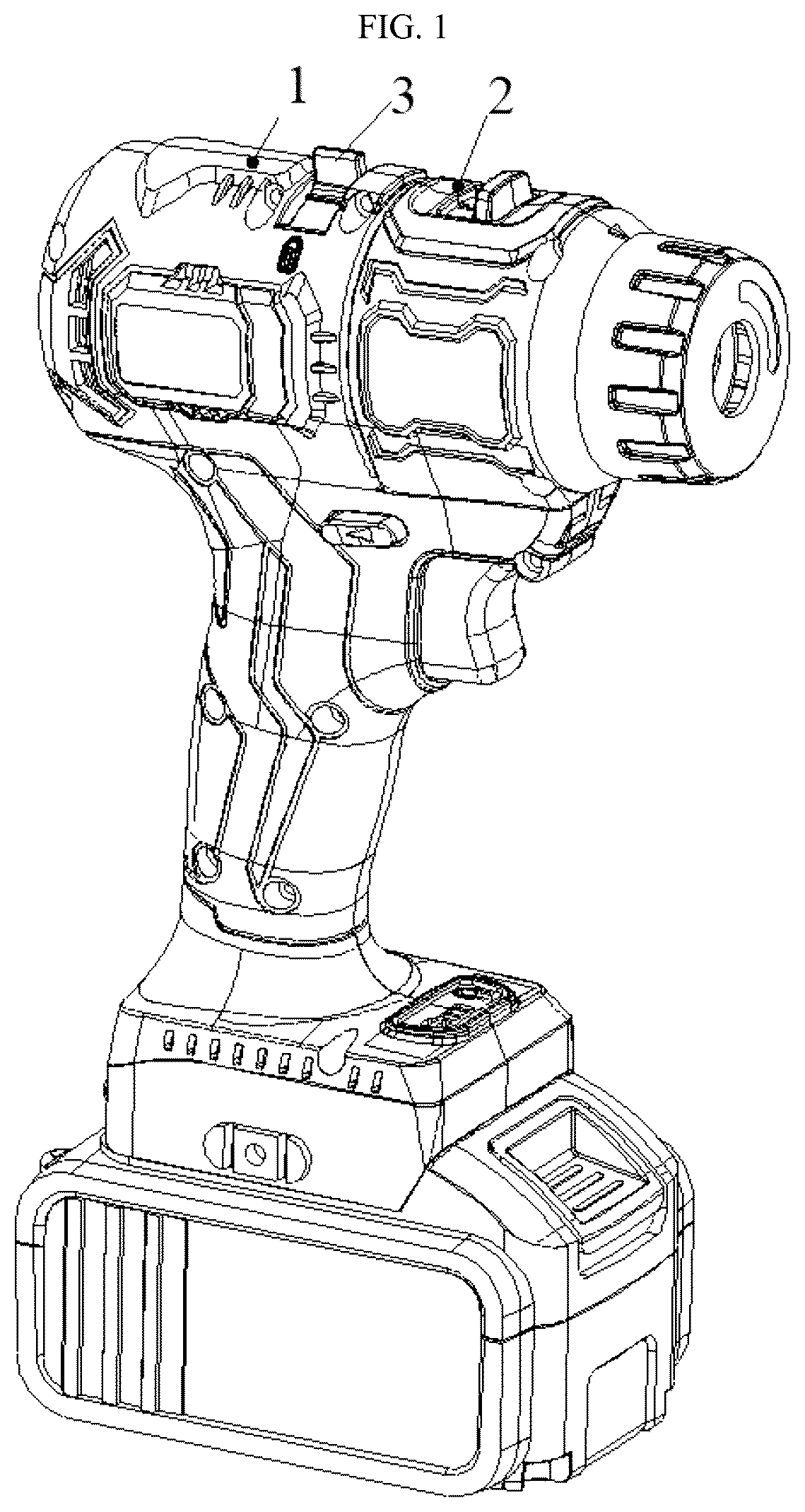 Patent US12090621 Figure 1 – Electric tool featuring quick assembly and assembly locking