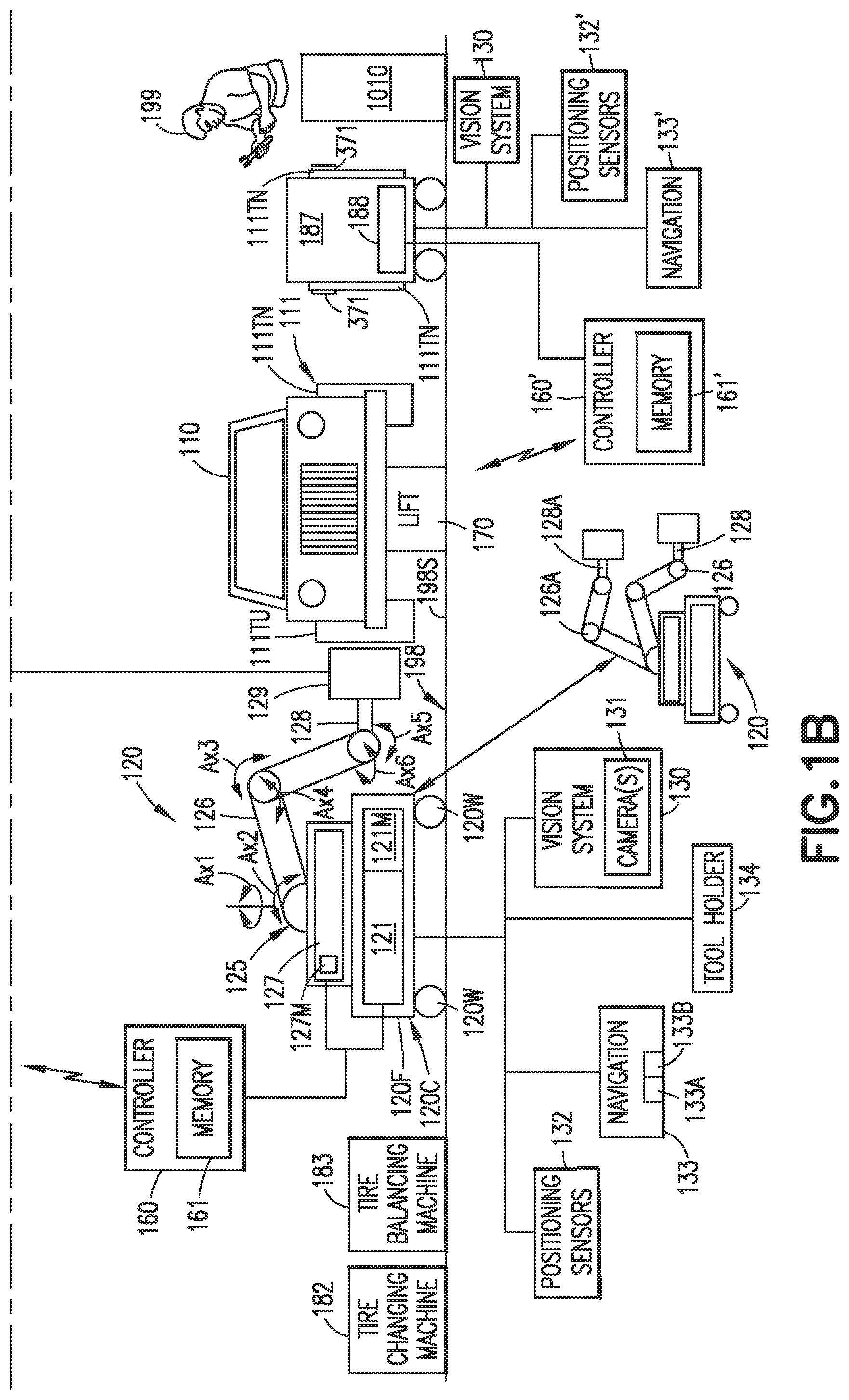 Patent US12090626 Figure 2 – Autonomous traverse tire changing bot, autonomous tire changing system, and method therefor