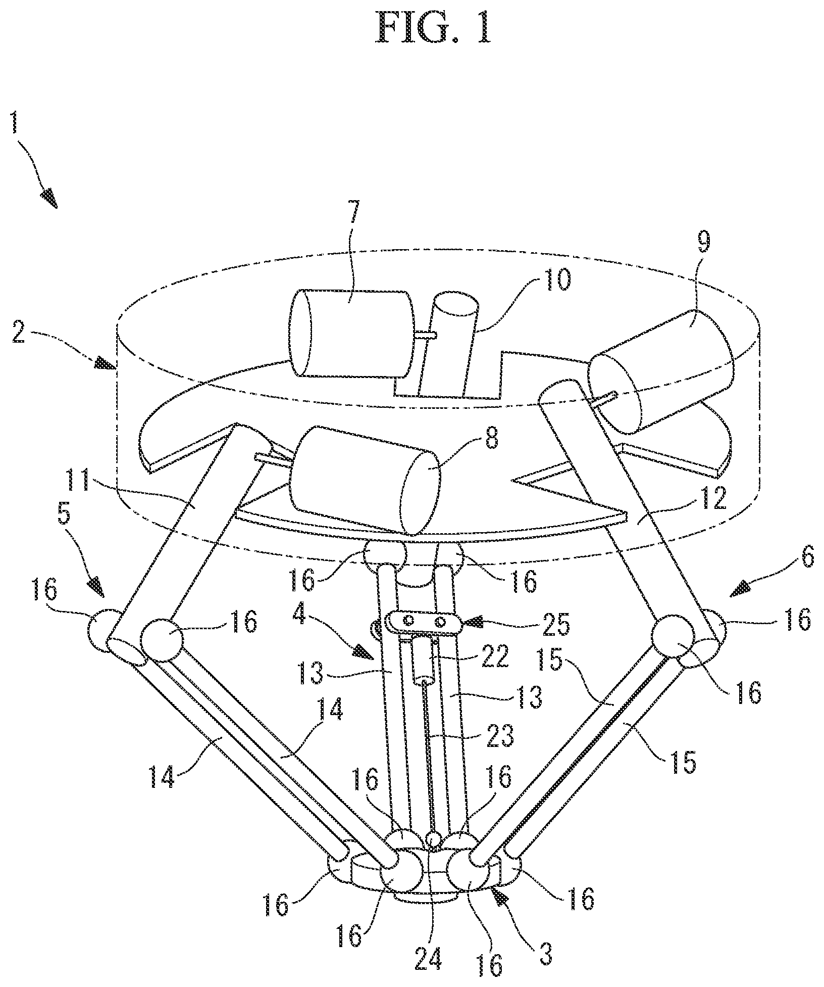 Patent US12090657 Figure 1 – Parallel link robot