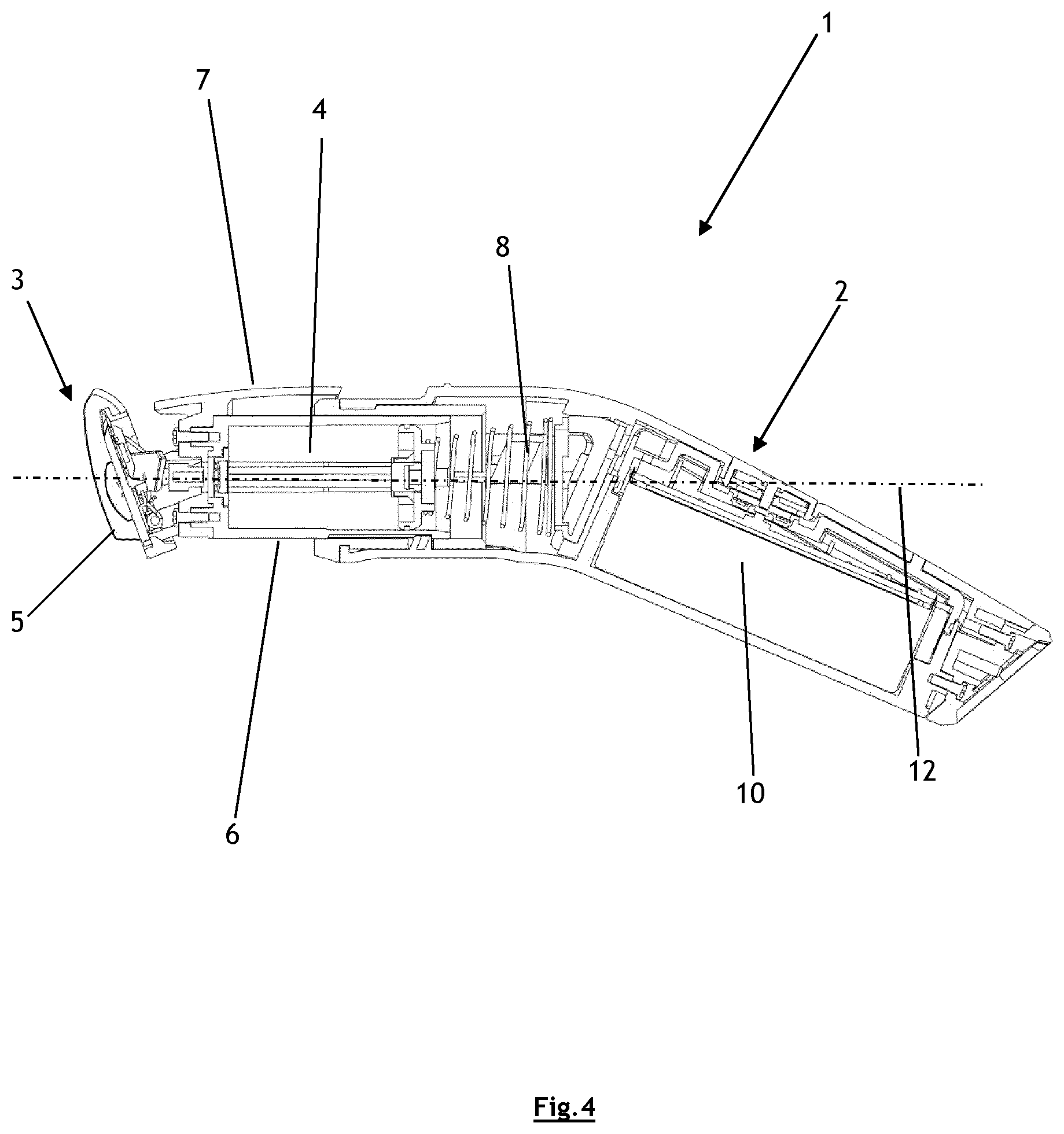 Patent US12090675 Figure 4 – Beard trimmer with suspension system for the cutting unit