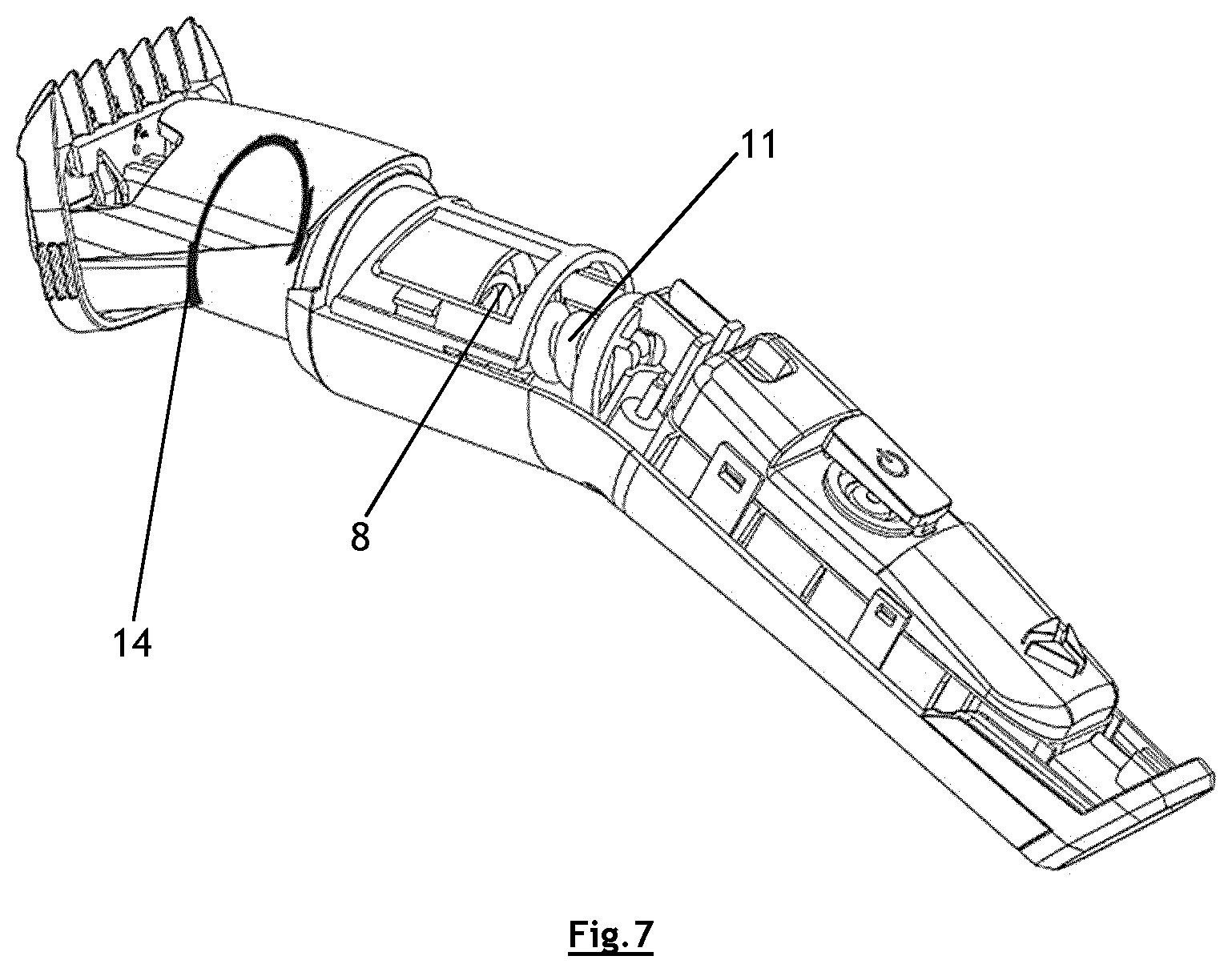 Patent US12090675 Figure 6 – Beard trimmer with suspension system for the cutting unit