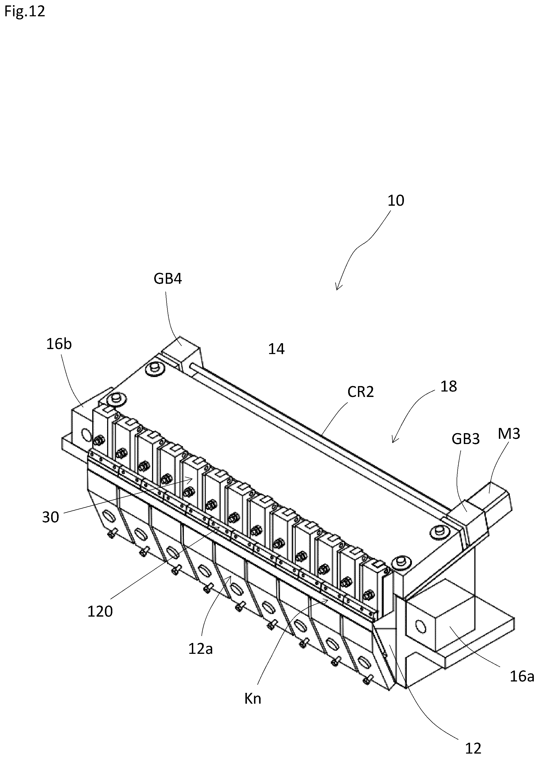 Patent US12090681 Figure 12 – Knife carriage, a rotary veneer lathe having the same, and a veneer slicer having the same