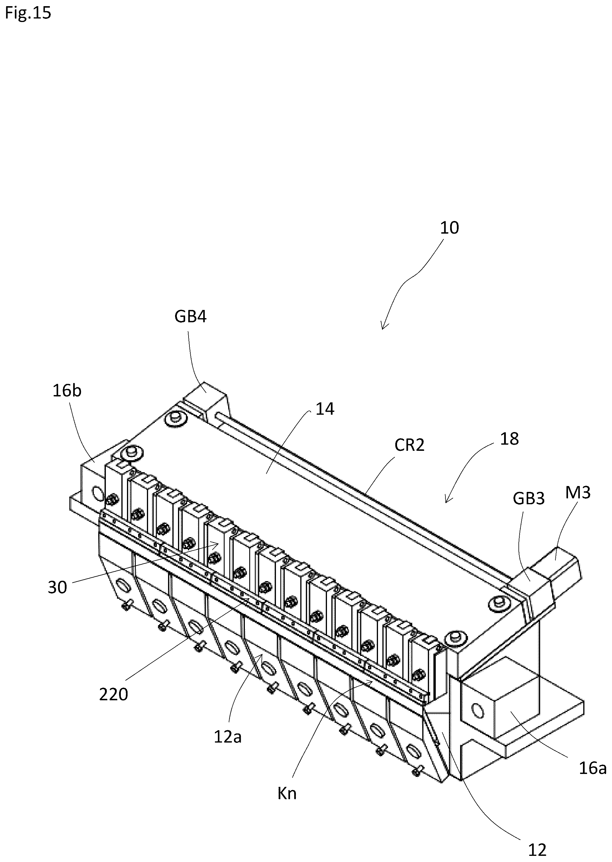 Patent US12090681 Figure 15 – Knife carriage, a rotary veneer lathe having the same, and a veneer slicer having the same