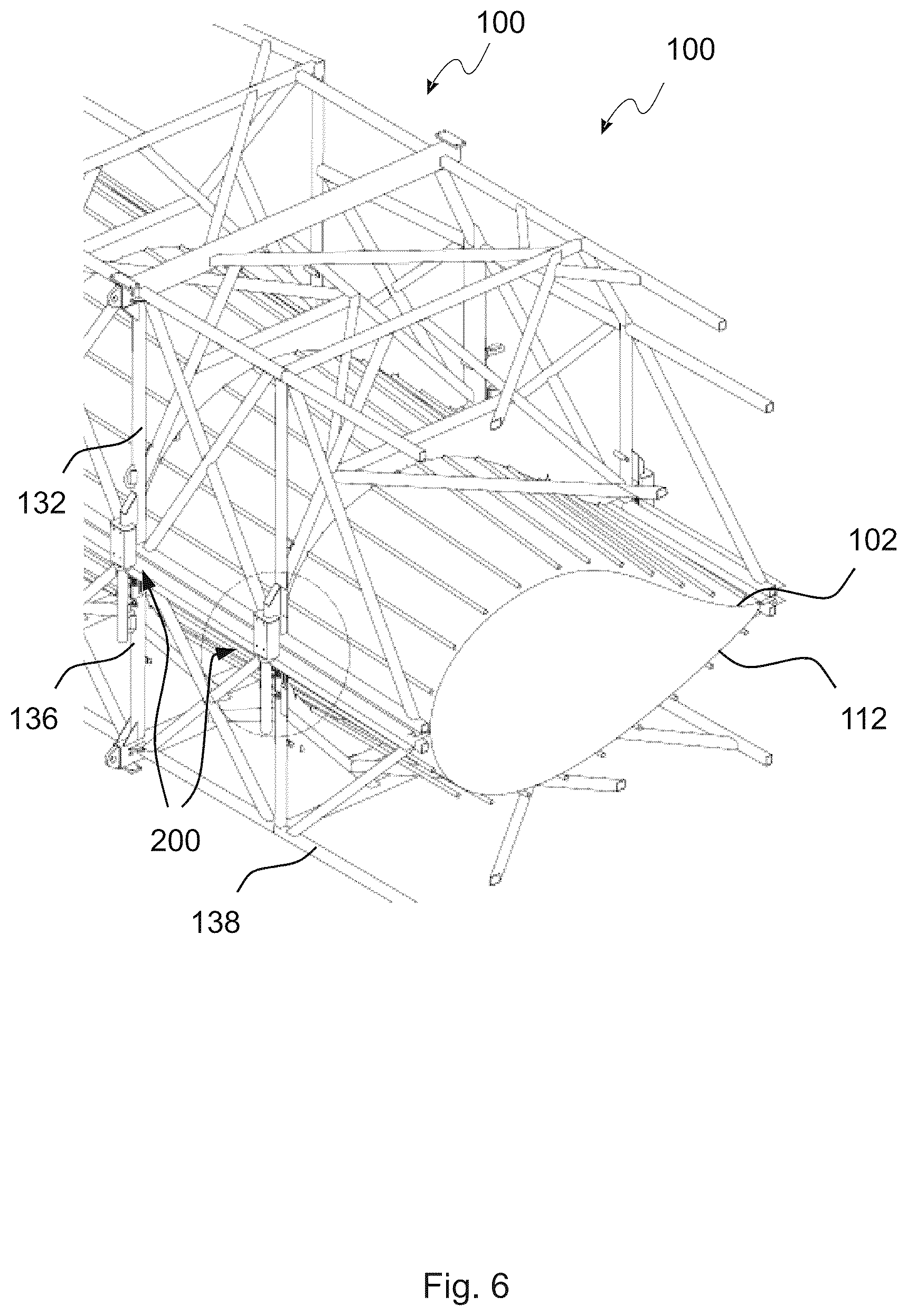 Patent US12090686 Figure 7 – Mould aligner for a wind turbine blade shell mould including a freely rotating spinner element