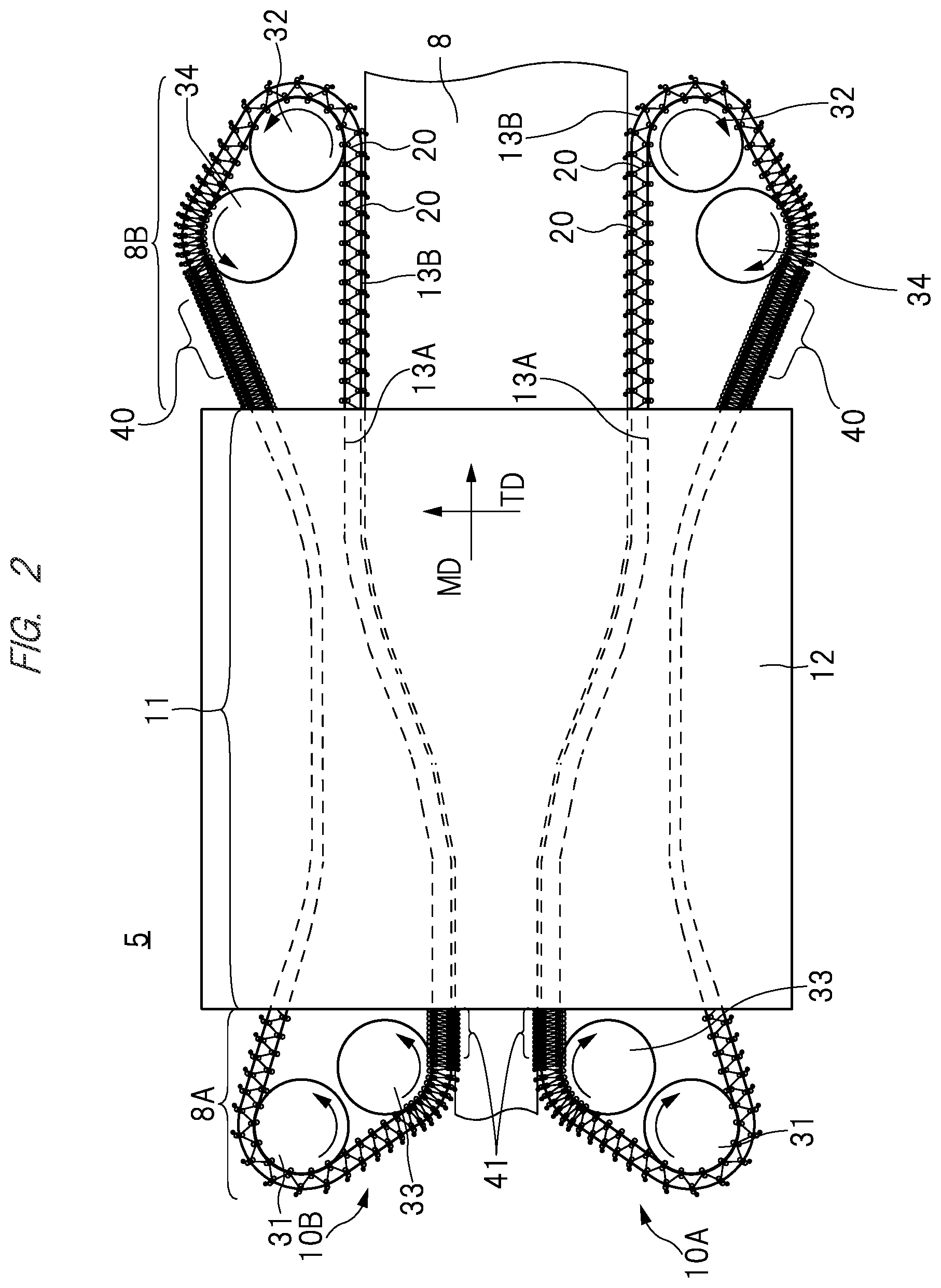 Patent US12090688 Figure 2 – Stretching apparatus and parts replacement method of stretching apparatus