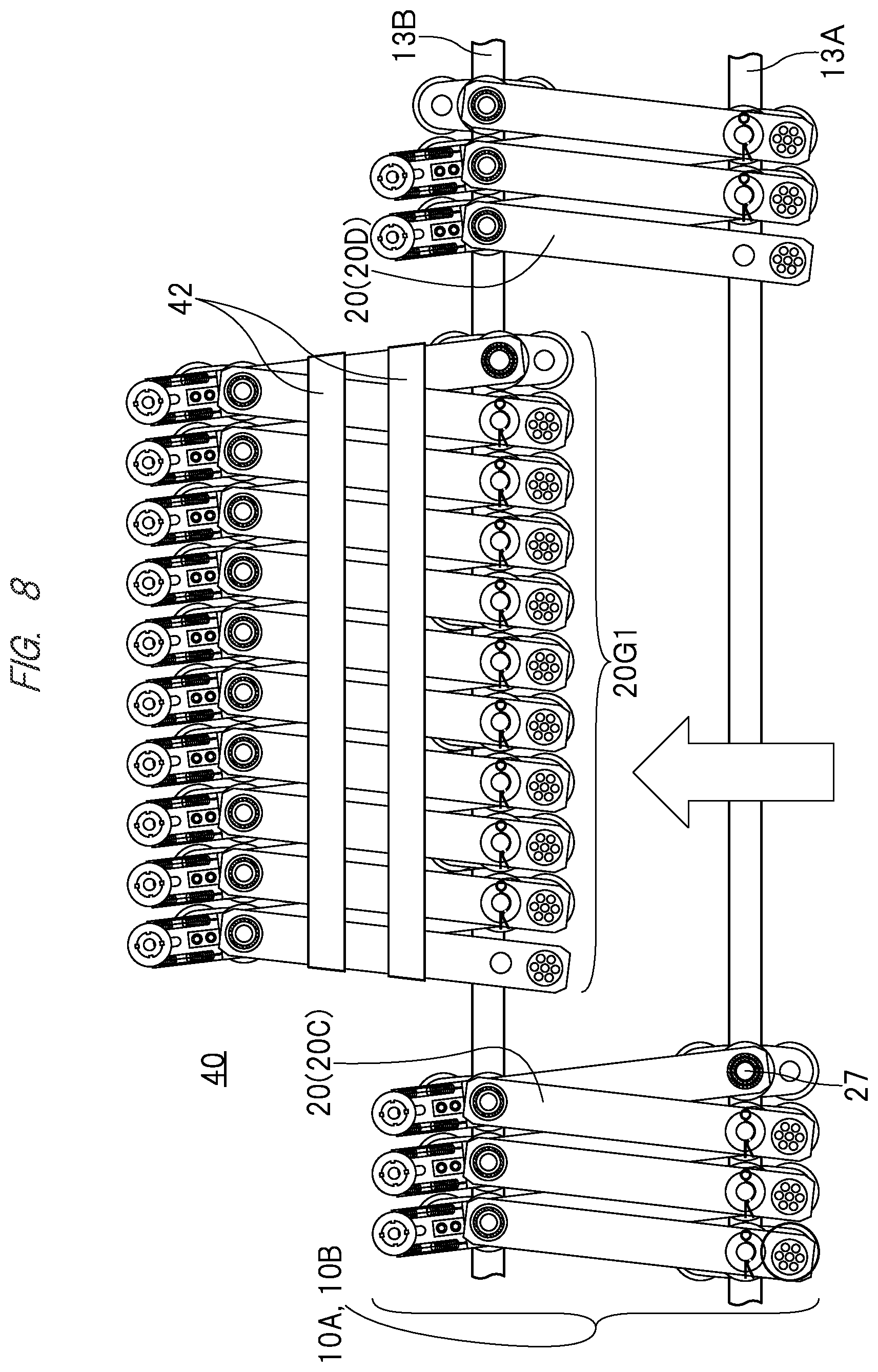 Patent US12090688 Figure 8 – Stretching apparatus and parts replacement method of stretching apparatus