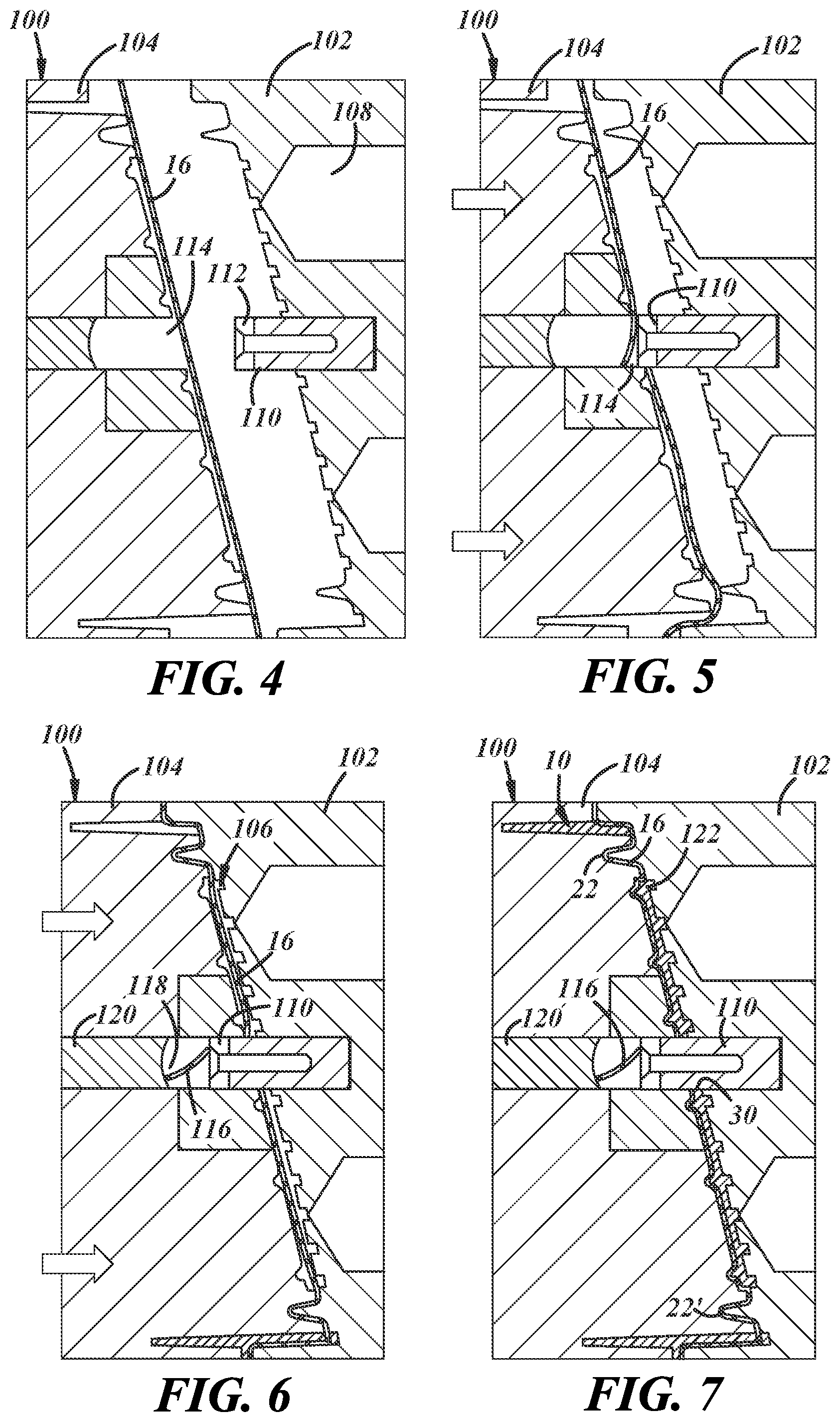 Patent US12090691 Figure 2 – Cutting an airbag door hinge layer during molding
