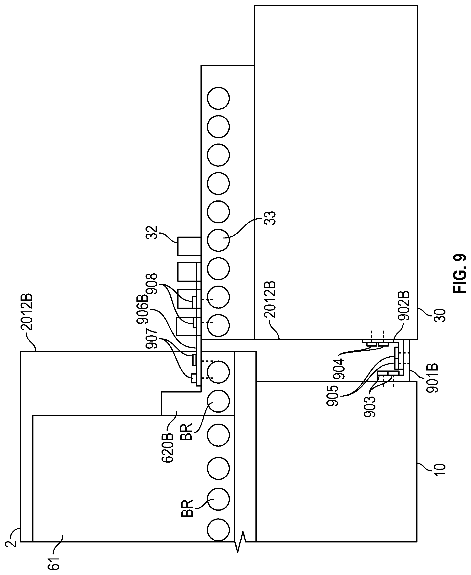 Patent US12090692 Figure 9 – Injection molding apparatus with a mold conveyor, and method of controlling the mold conveyor and the injection molding apparatus