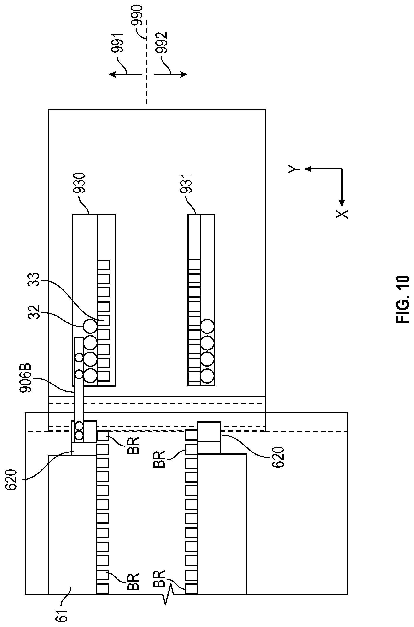 Patent US12090692 Figure 10 – Injection molding apparatus with a mold conveyor, and method of controlling the mold conveyor and the injection molding apparatus