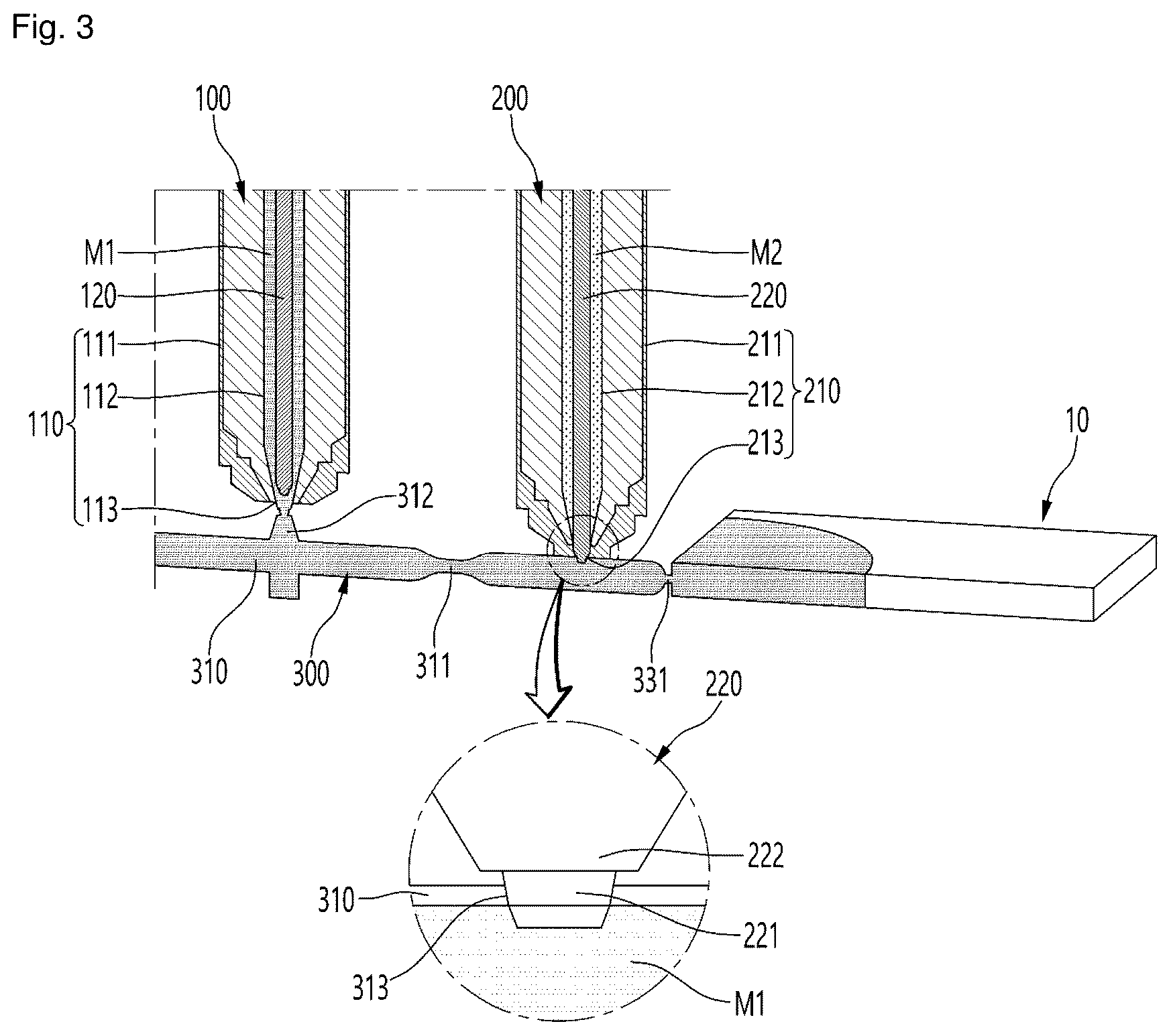 Patent US12090693 Figure 2 – Co-injection molding apparatus, method for controlling same, and injection product by co-injection molding