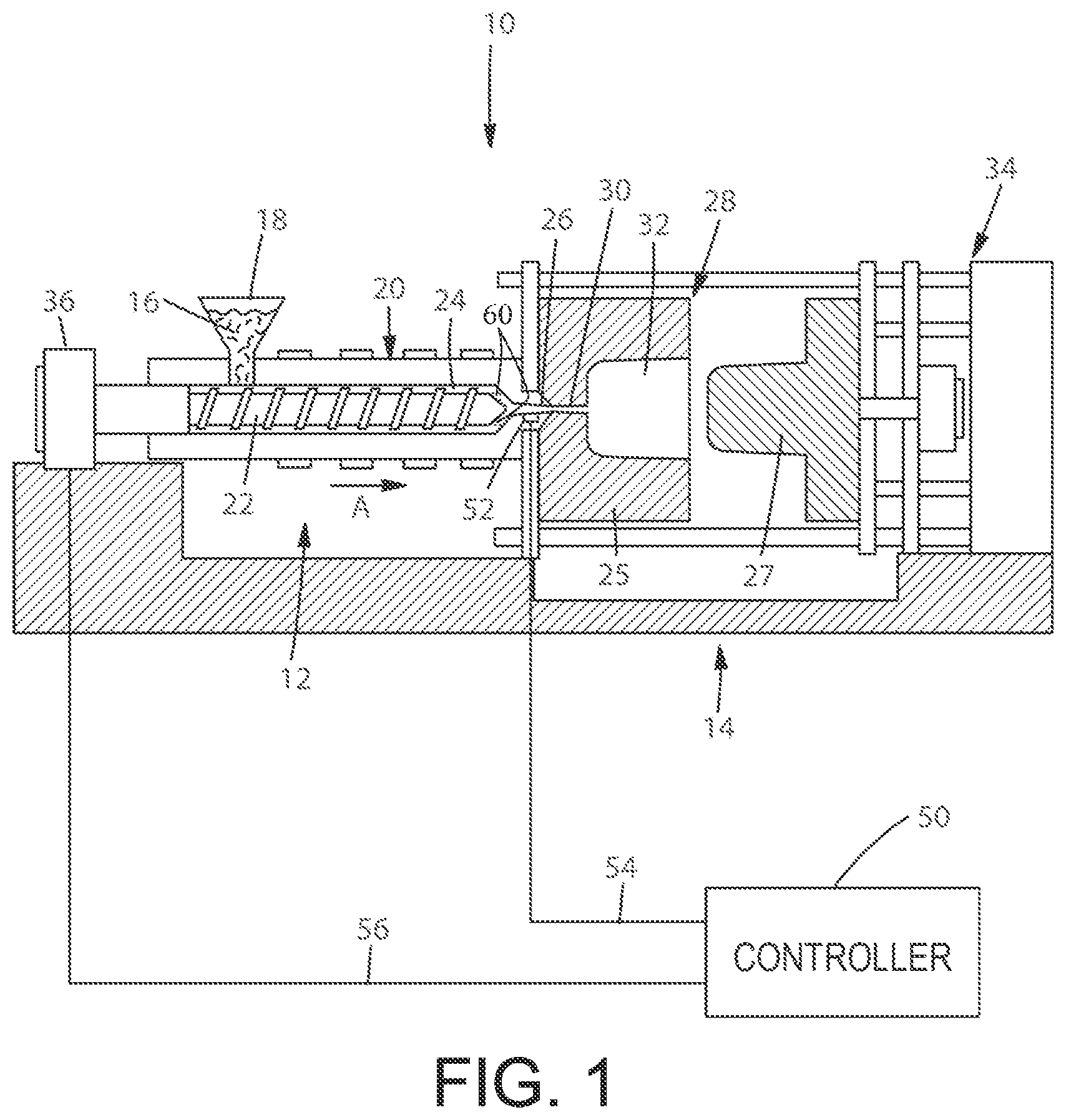 Patent US12090697 — Method of injection molding with down cavity detection — Figure 1