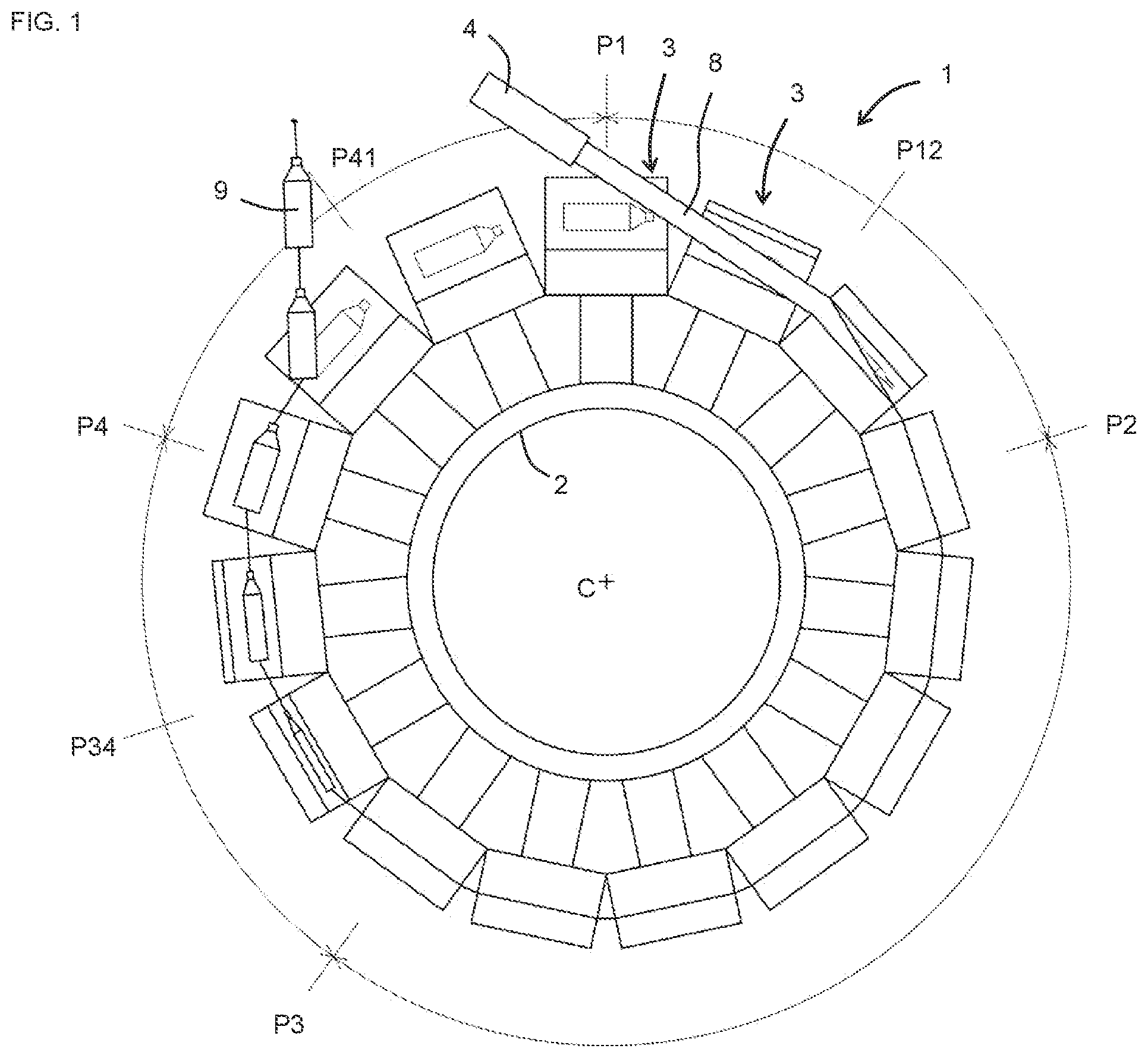 Patent US12090702 Figure 1 – Rotary molding machine