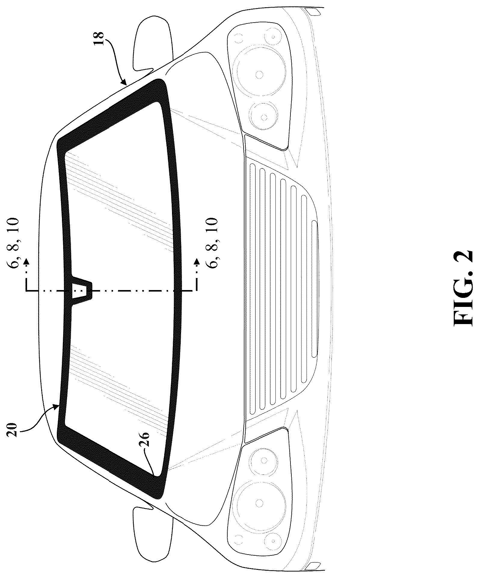 Patent US12090729 Figure 2 – Glass assembly including an opaque boundary feature and method of manufacturing thereof