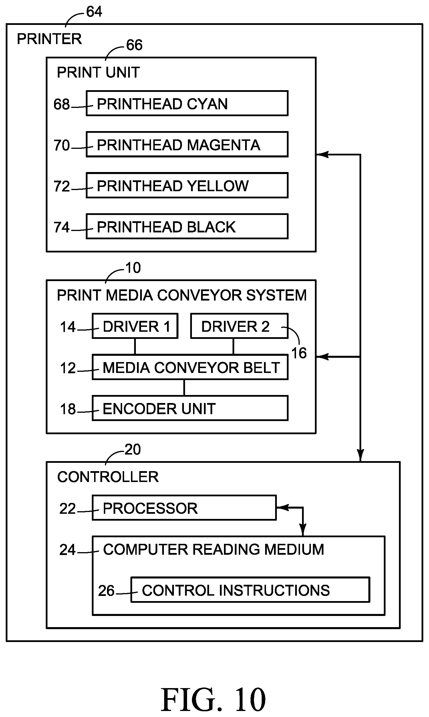 Patent US12090749 Figure 6 – Dual drive print media conveyor belt