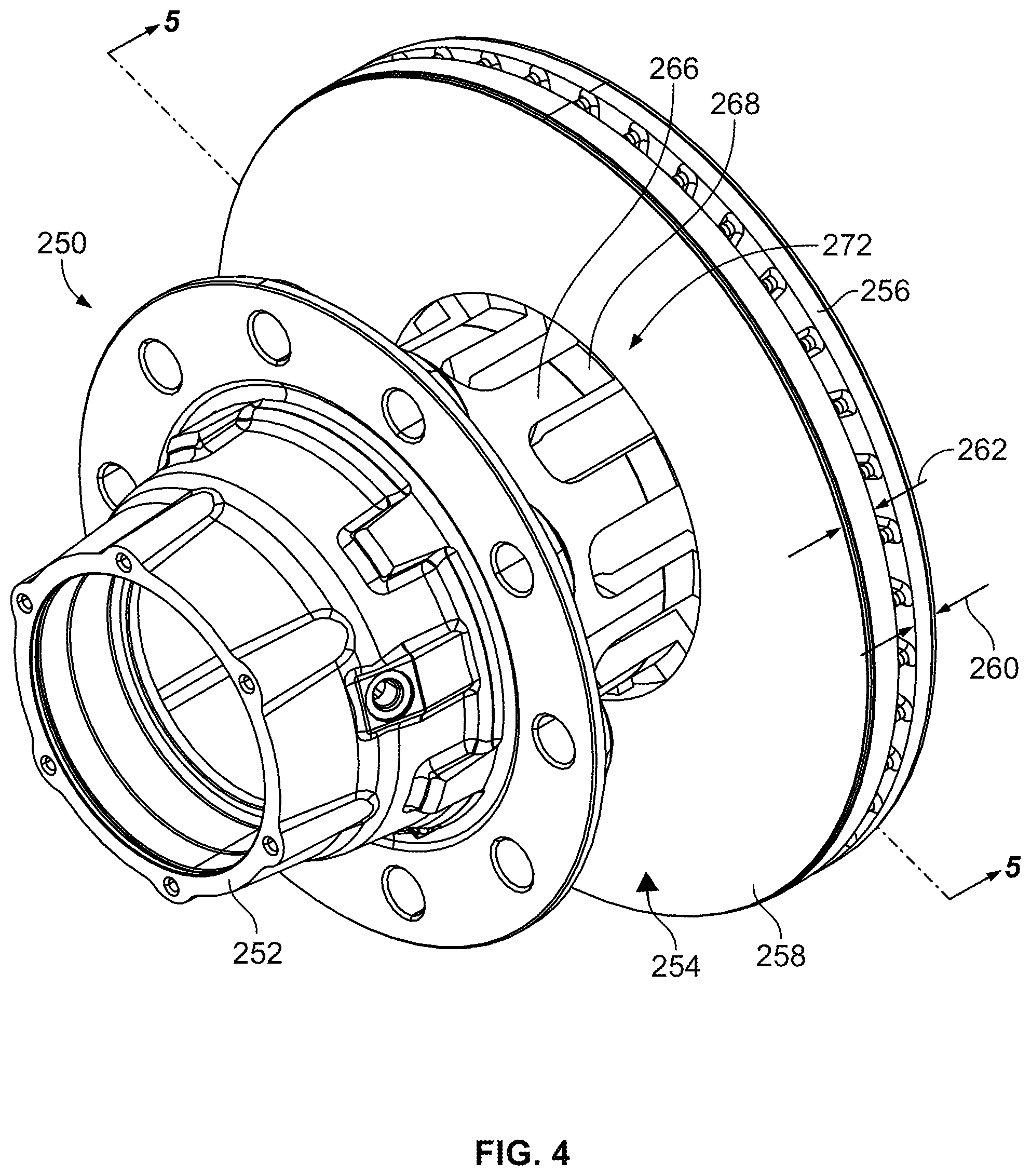 Patent US12090781 Figure 5 – Wheel hub with integrated circular brake element