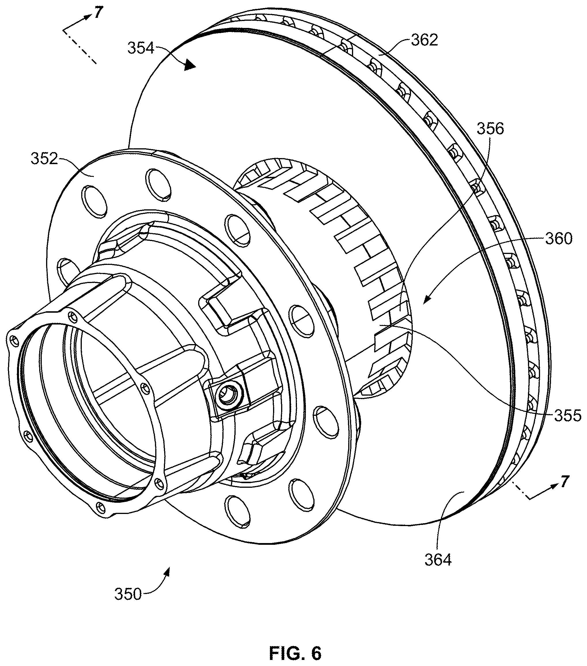 Patent US12090781 Figure 7 – Wheel hub with integrated circular brake element