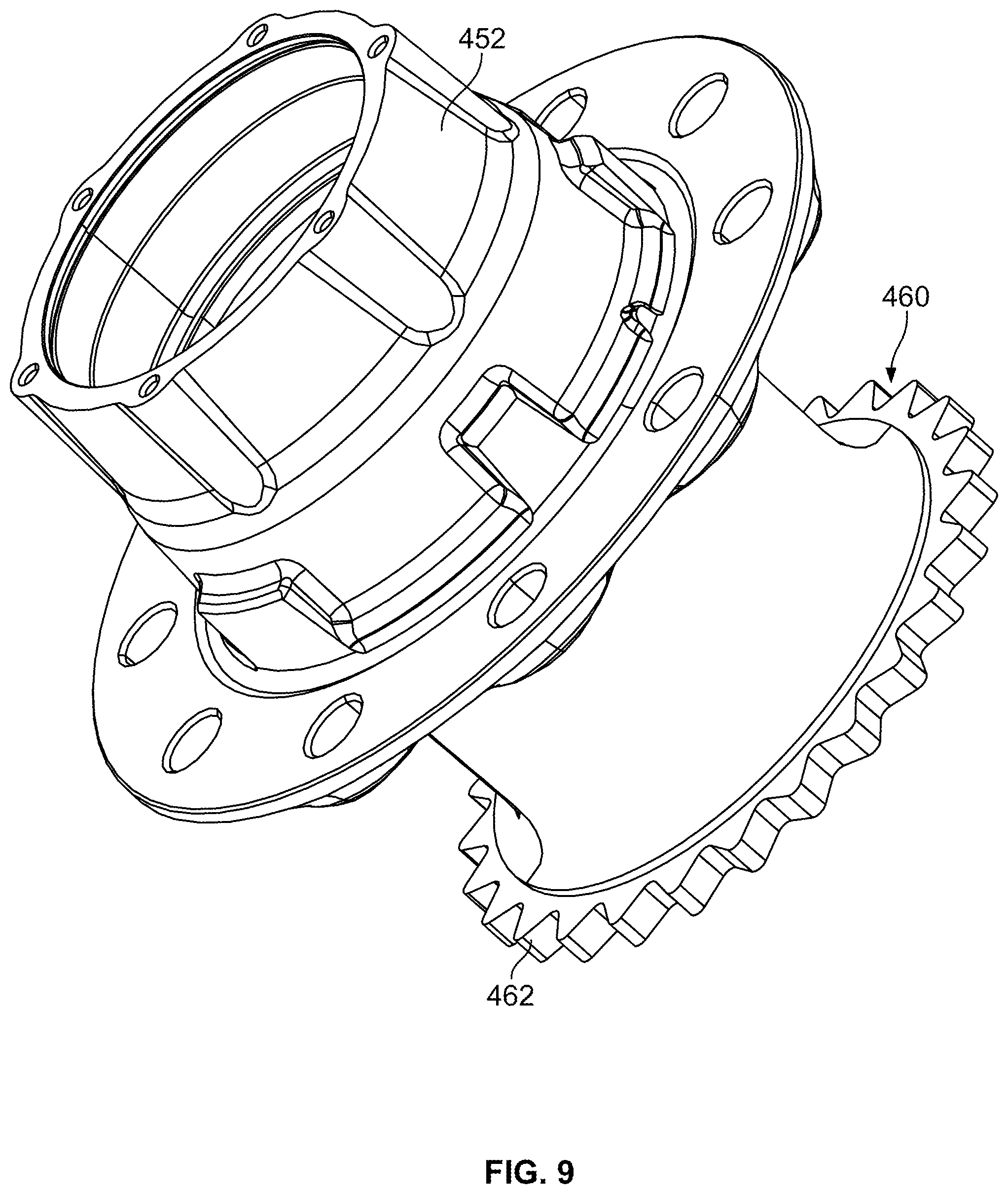 Patent US12090781 Figure 10 – Wheel hub with integrated circular brake element