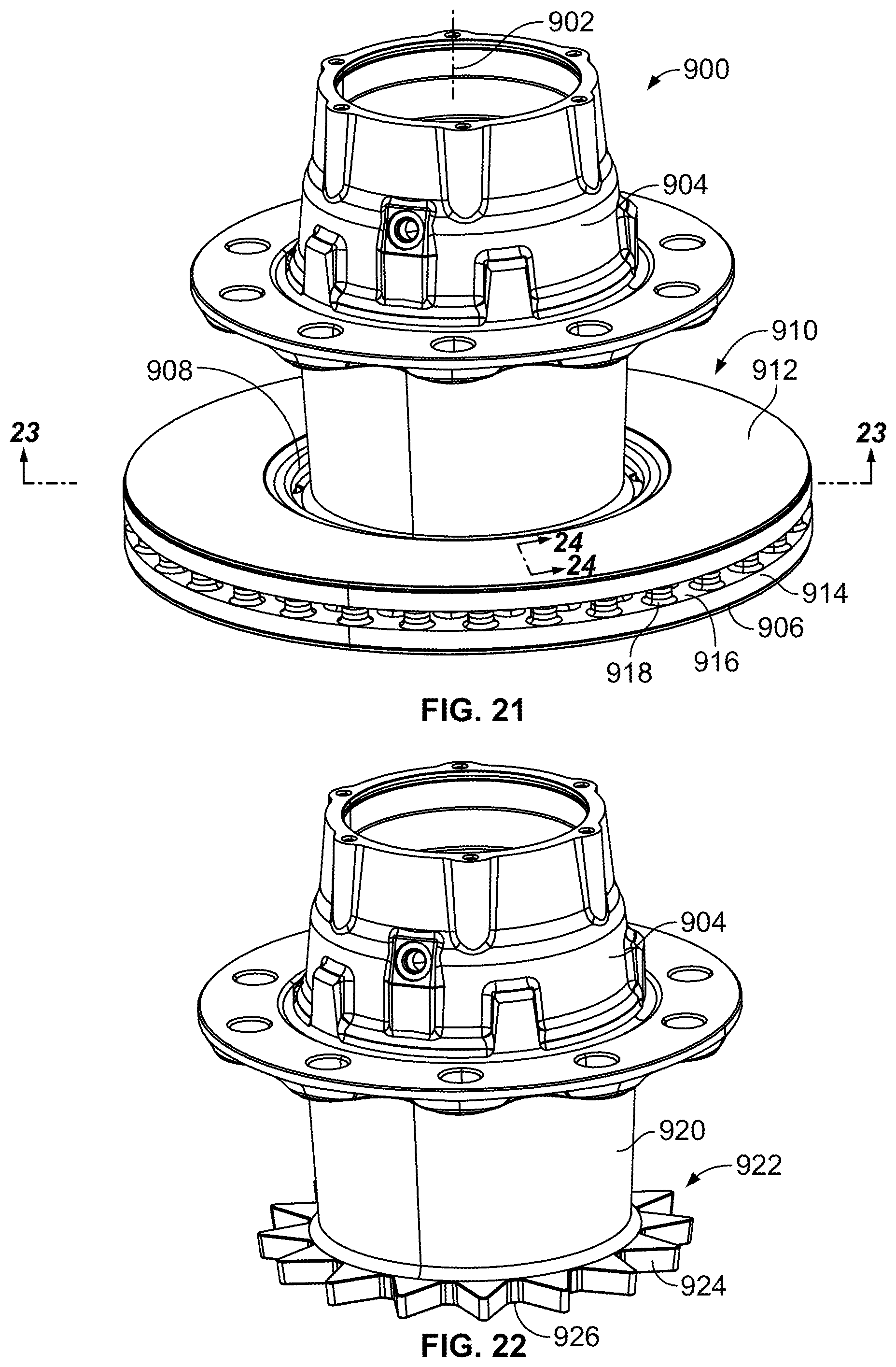 Patent US12090781 Figure 20 – Wheel hub with integrated circular brake element