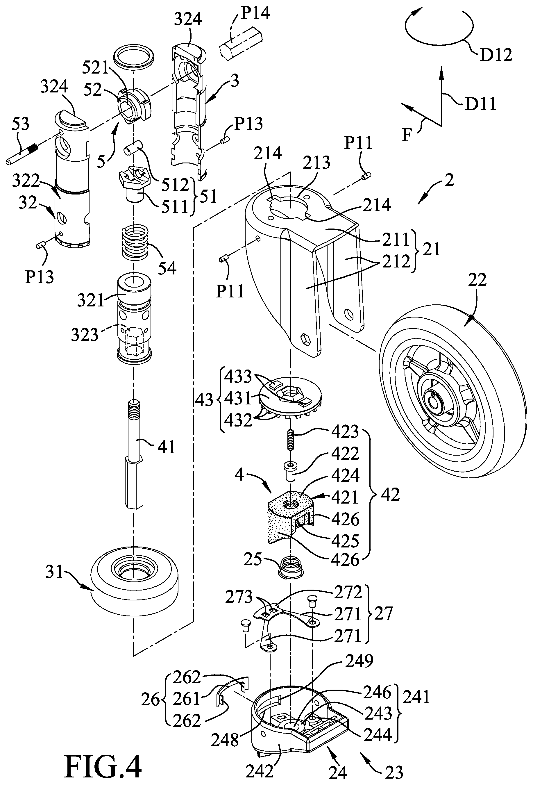 Patent US12090786 Figure 4 – Caster device