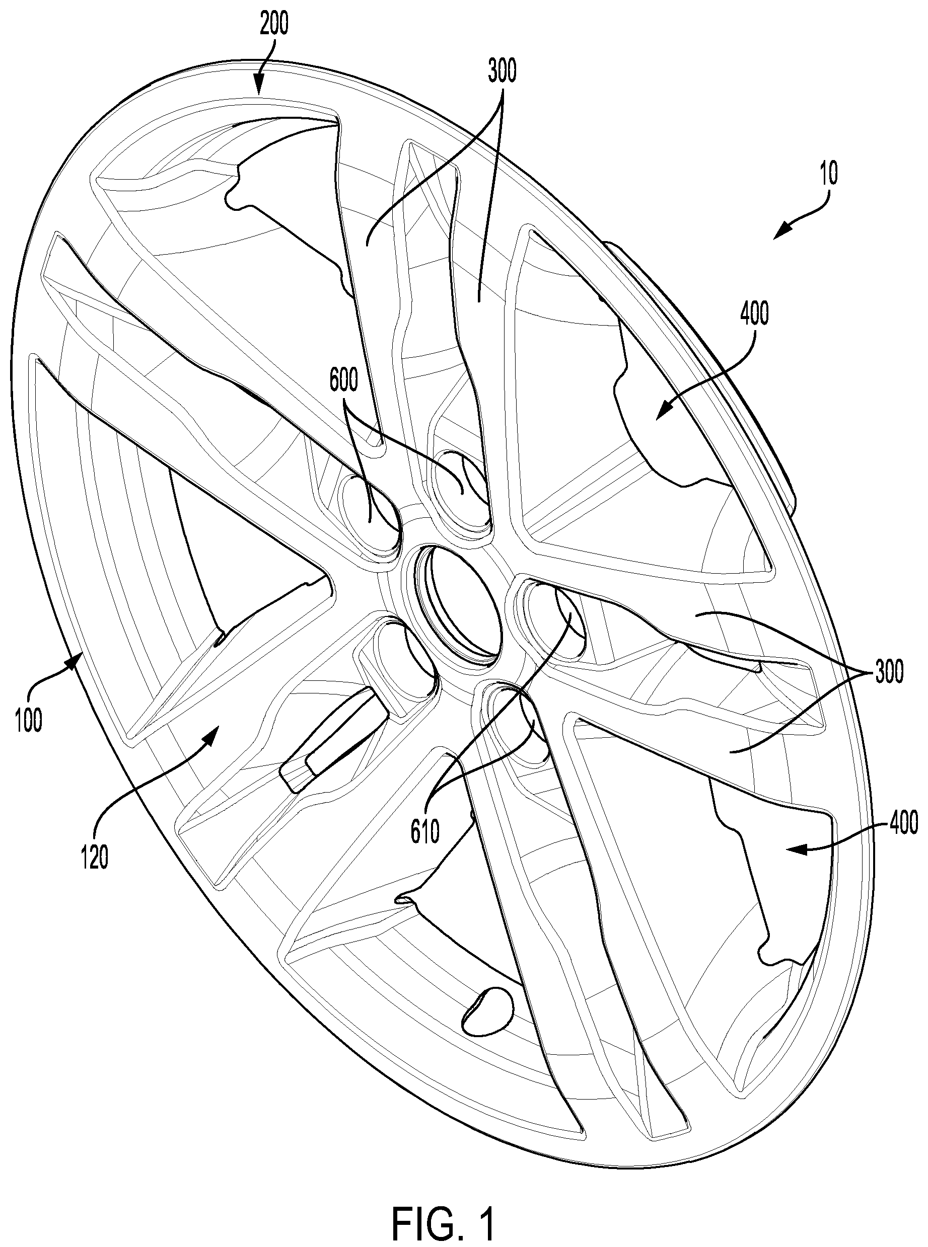 Patent US12090788 — Flexible wheel cover overlay with extended surround — Figure 1