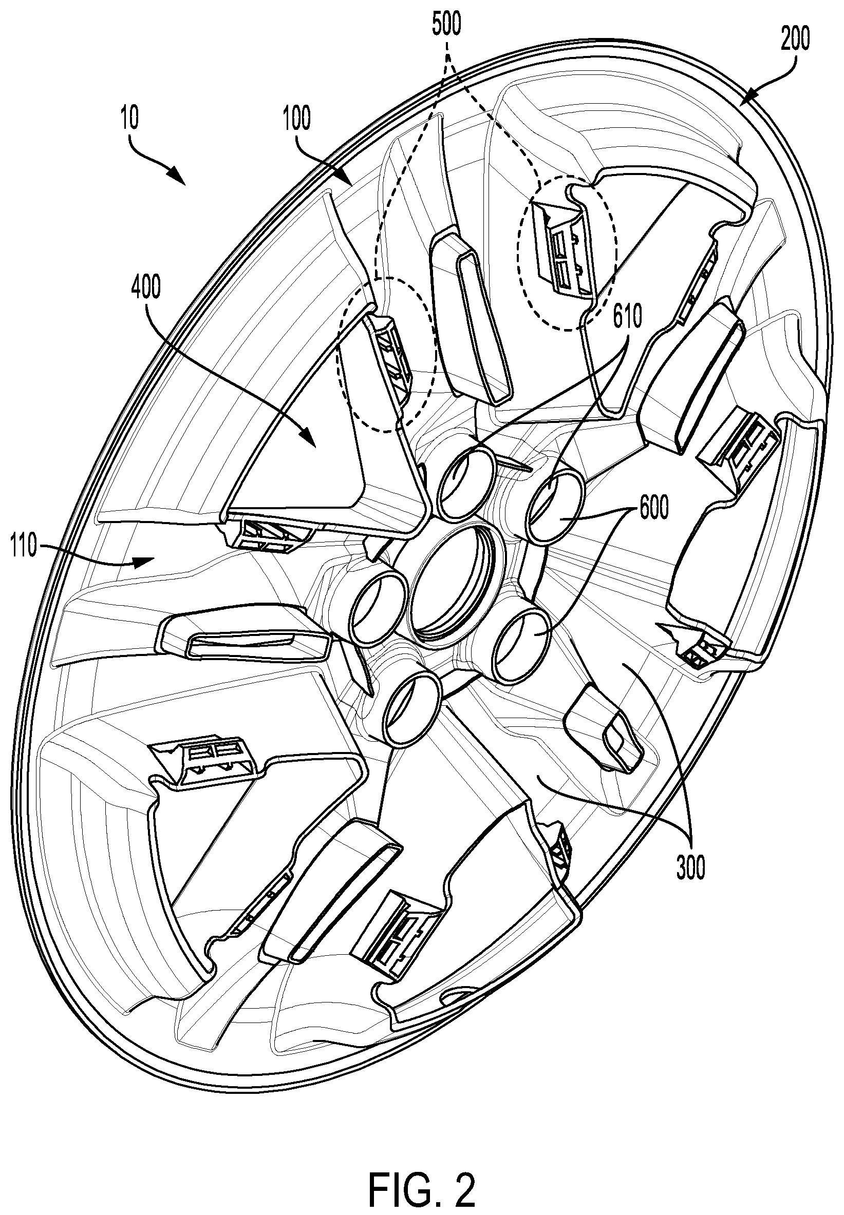 Patent US12090788 Figure 2 – Flexible wheel cover overlay with extended surround