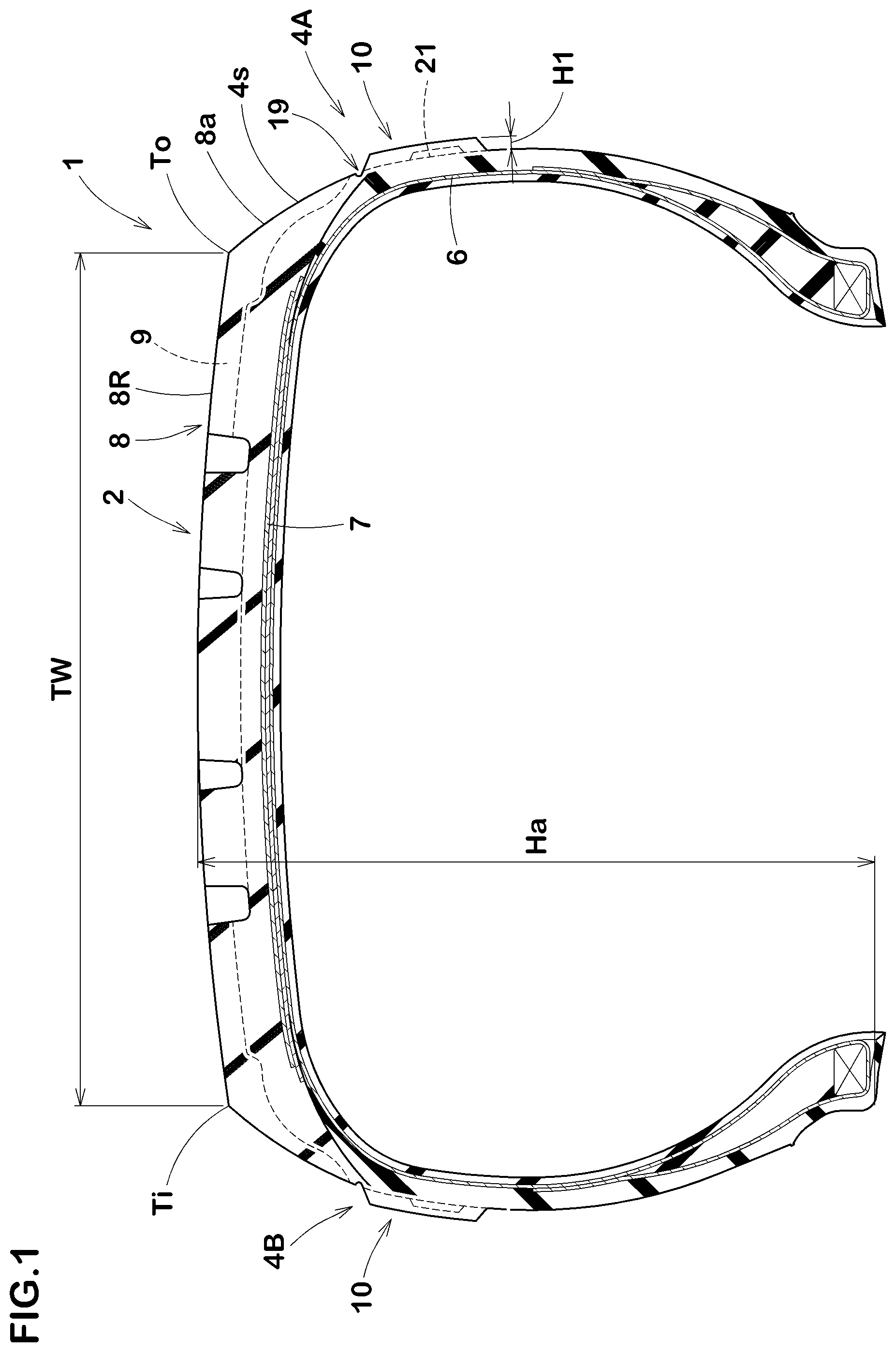 Patent US12090791 Figure 1 – Pneumatic tire