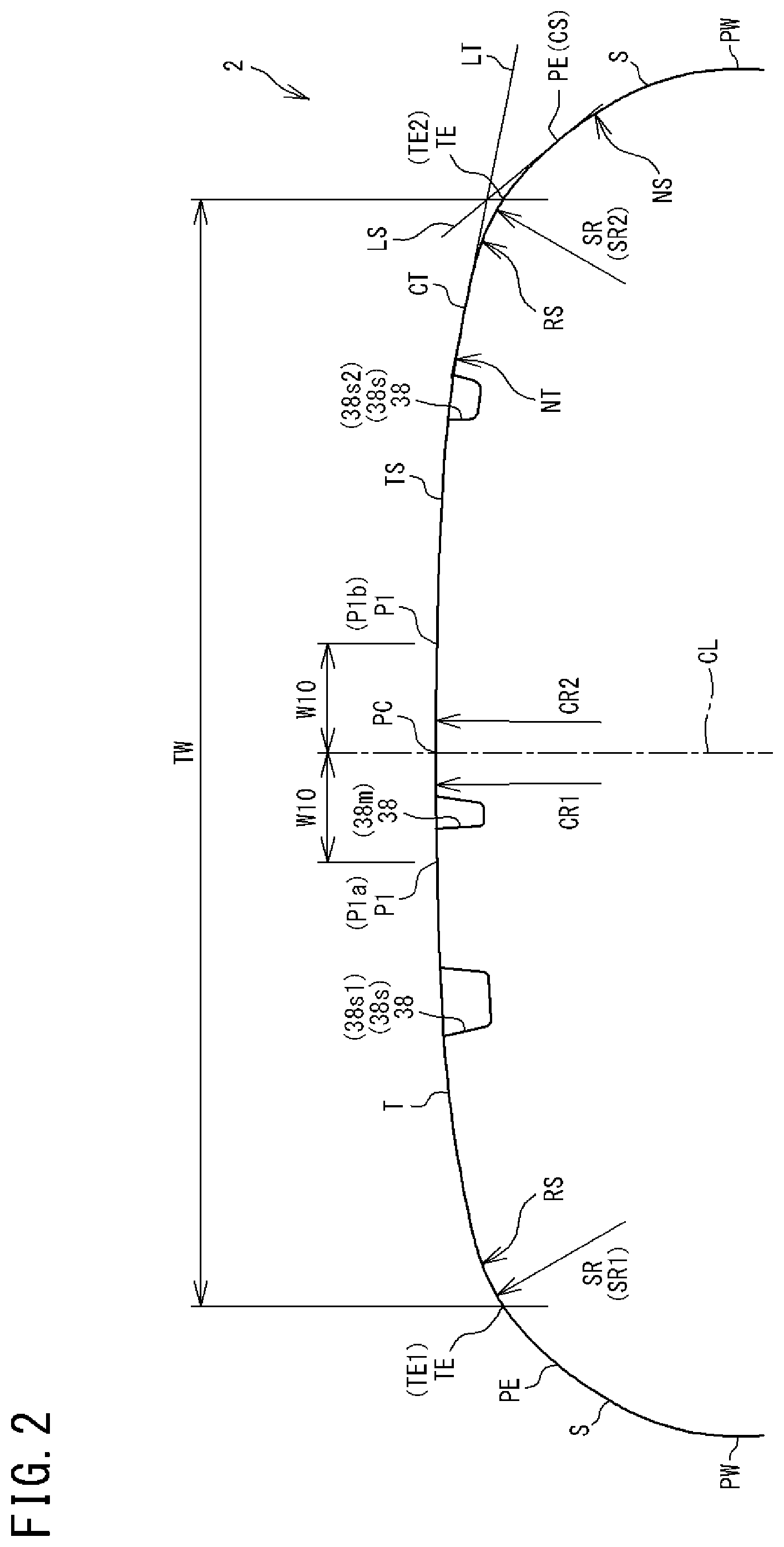 Patent US12090792 Figure 2 – Tire and tire-vehicle combination