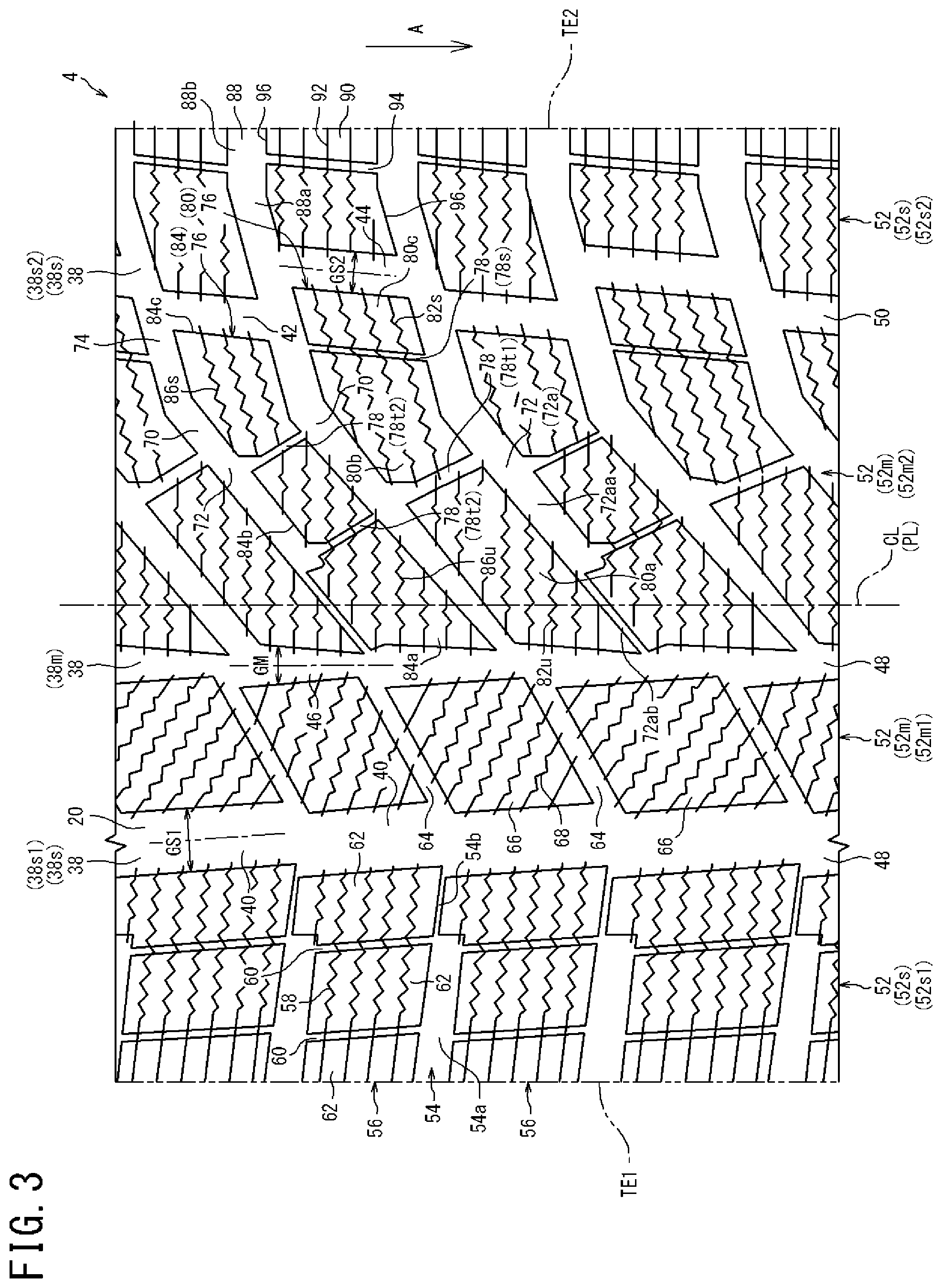 Patent US12090792 Figure 3 – Tire and tire-vehicle combination