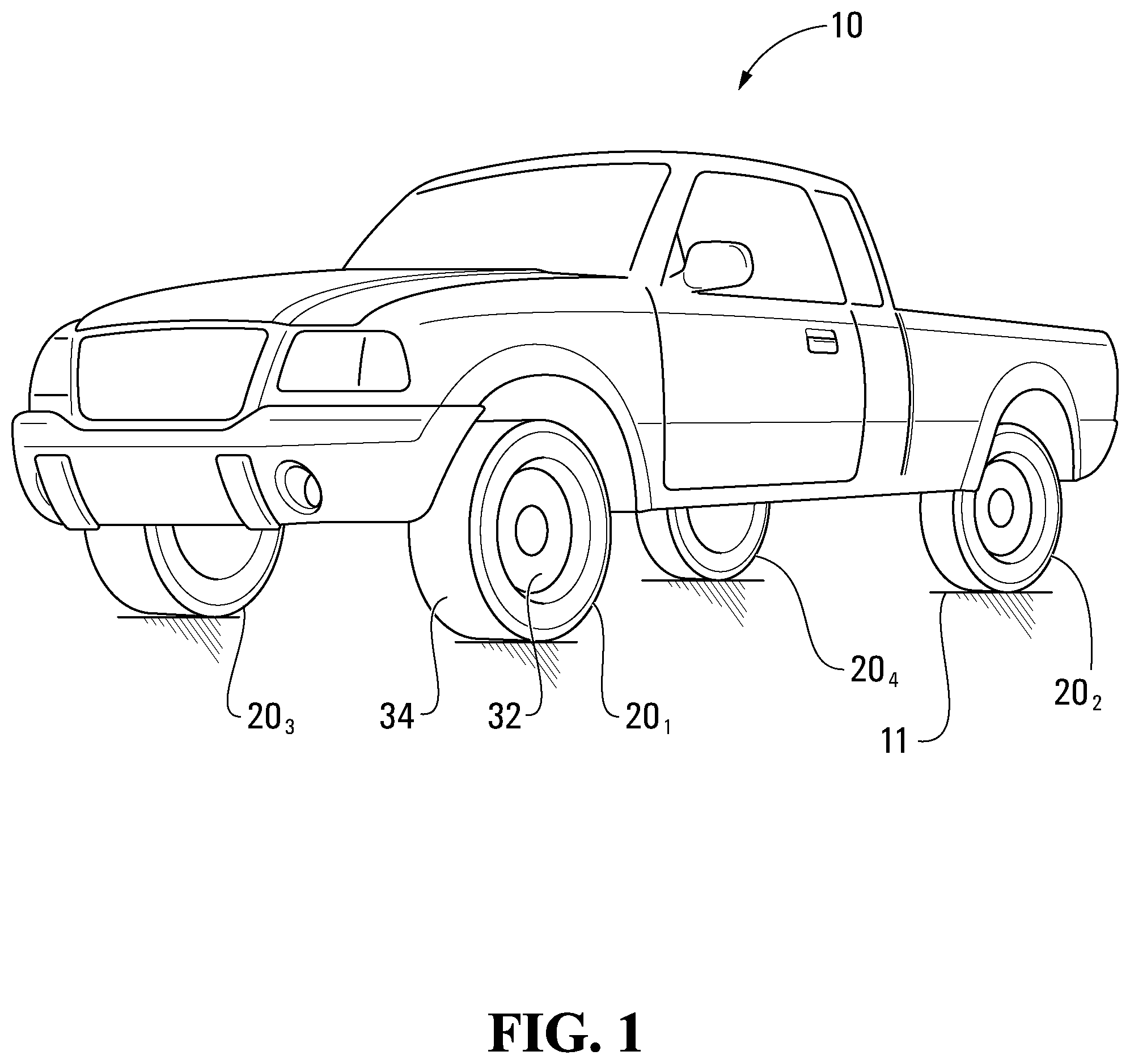 Patent US12090795 Figure 1 – Systems and methods for monitoring vehicles with tires