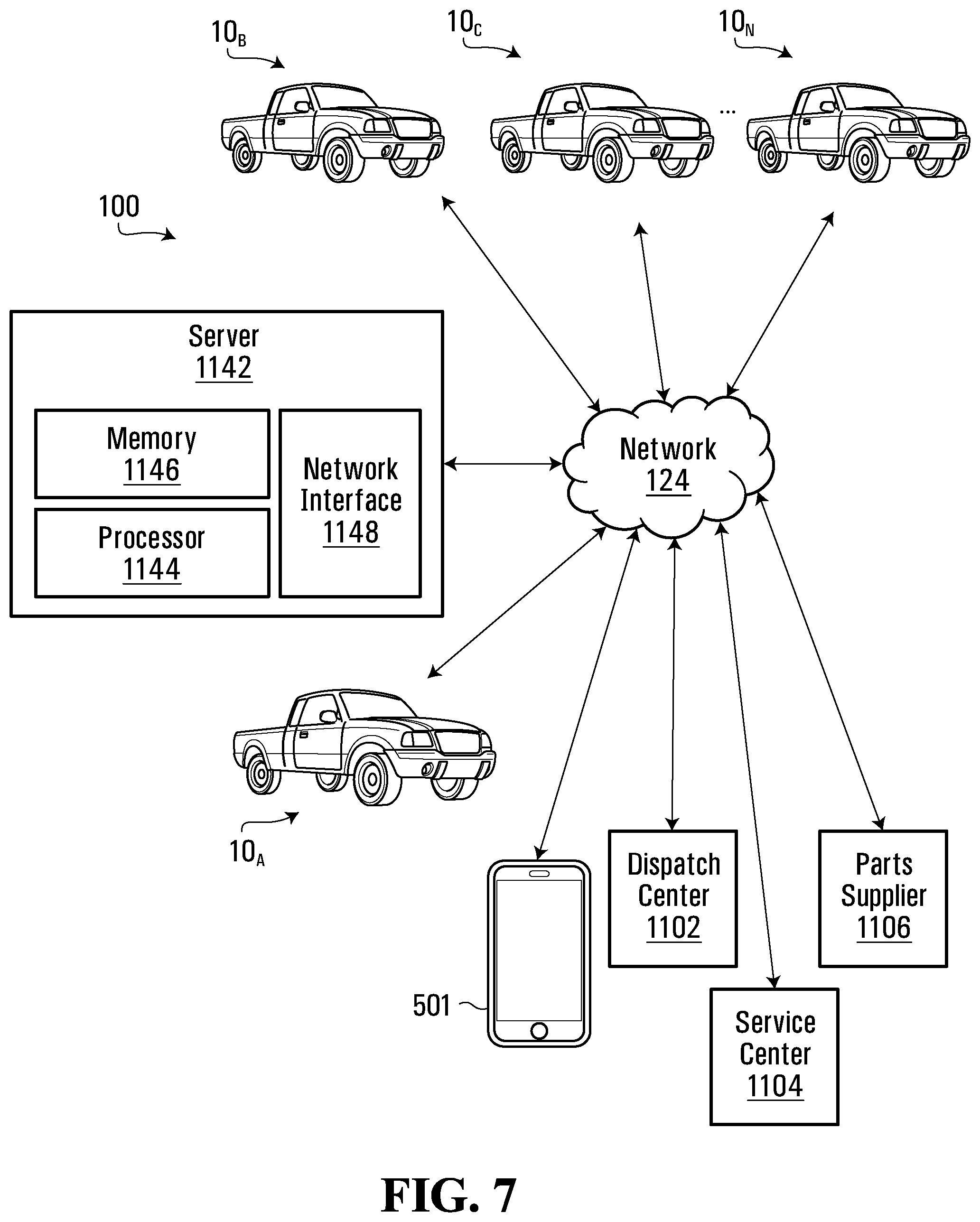 Patent US12090795 Figure 6 – Systems and methods for monitoring vehicles with tires